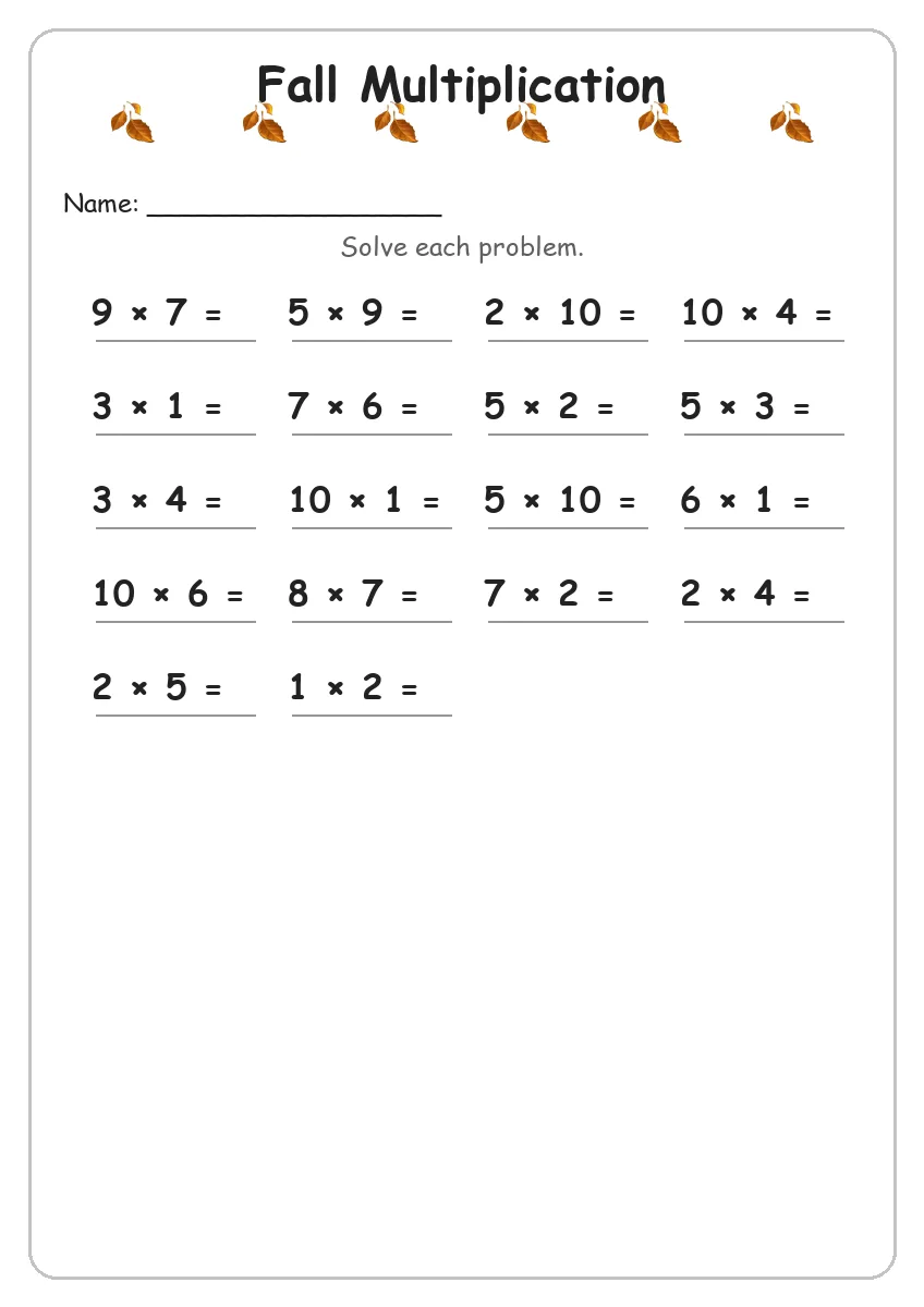 Fall Multiplication (Grade 3)