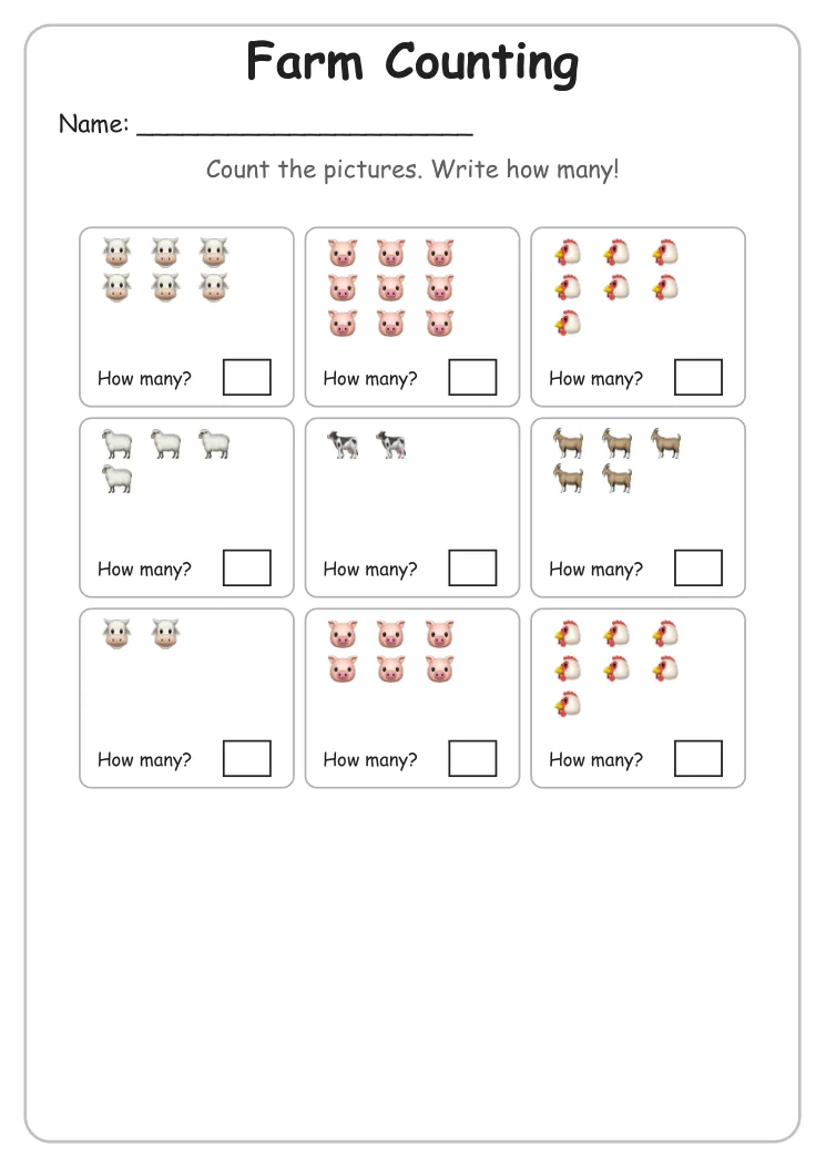 Farm Counting to 10 (Kindergarten)