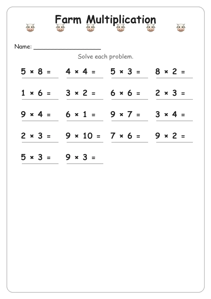 Farm Multiplication (Grade 3)