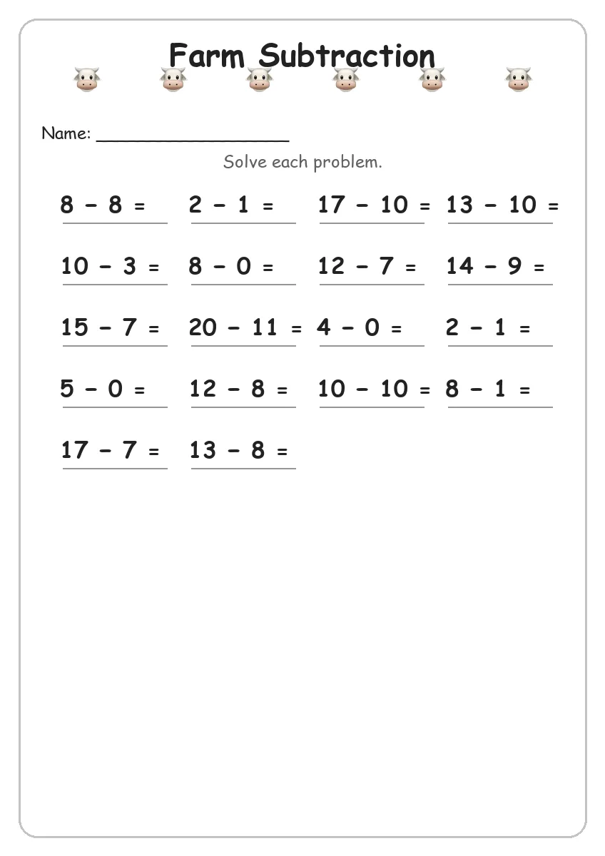 Farm Subtraction (Grade 1)