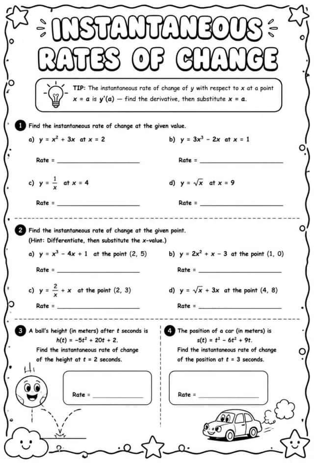 Find instantaneous rates of change