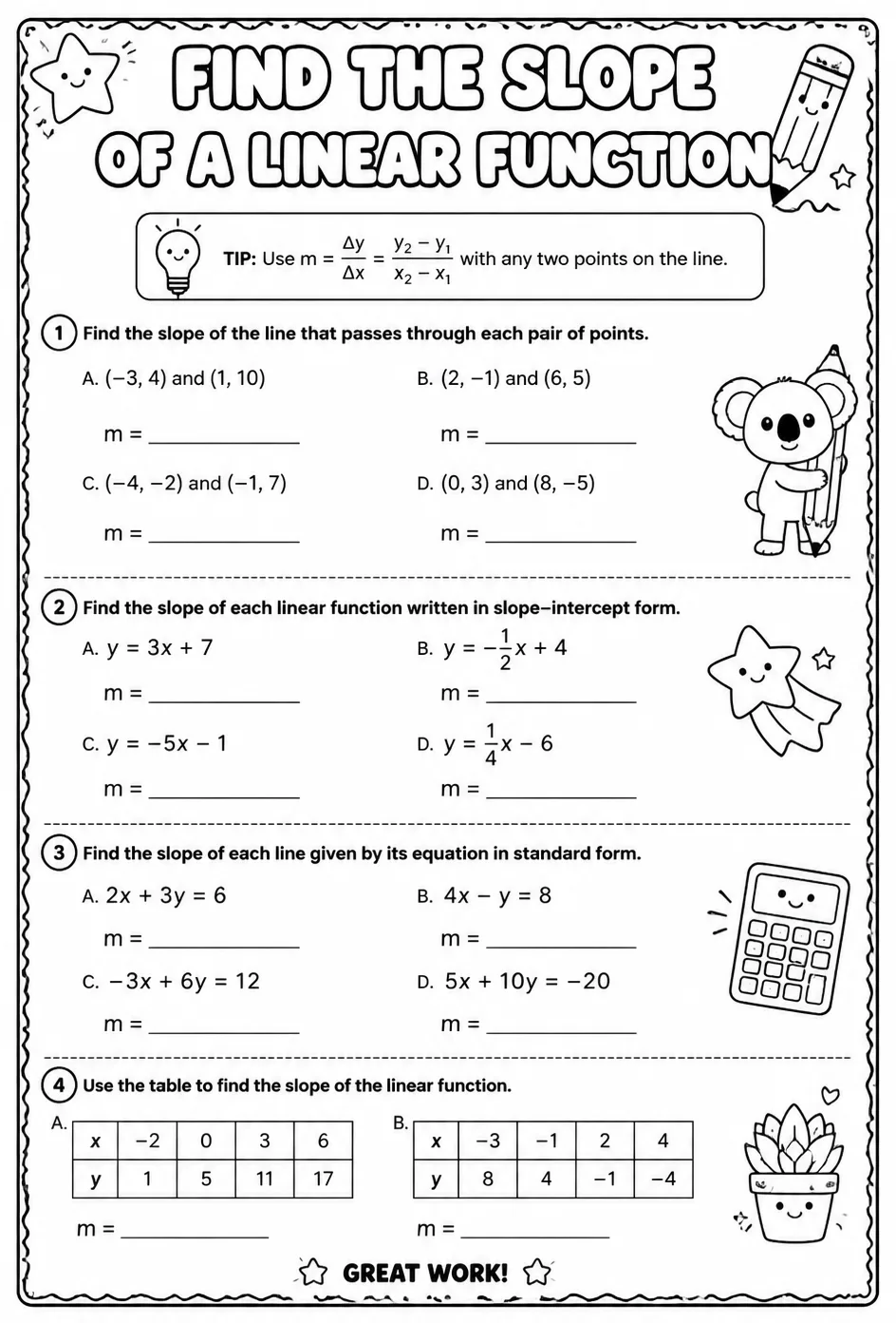 Find the slope of a linear function