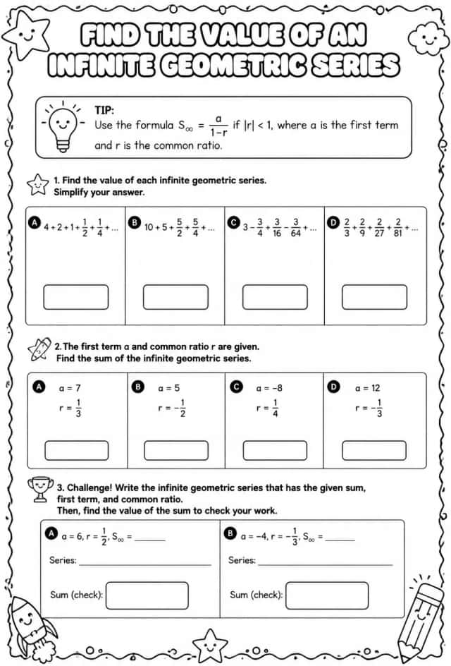 Find the value of an infinite geometric series