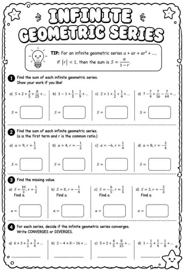 Find the value of an infinite geometric series