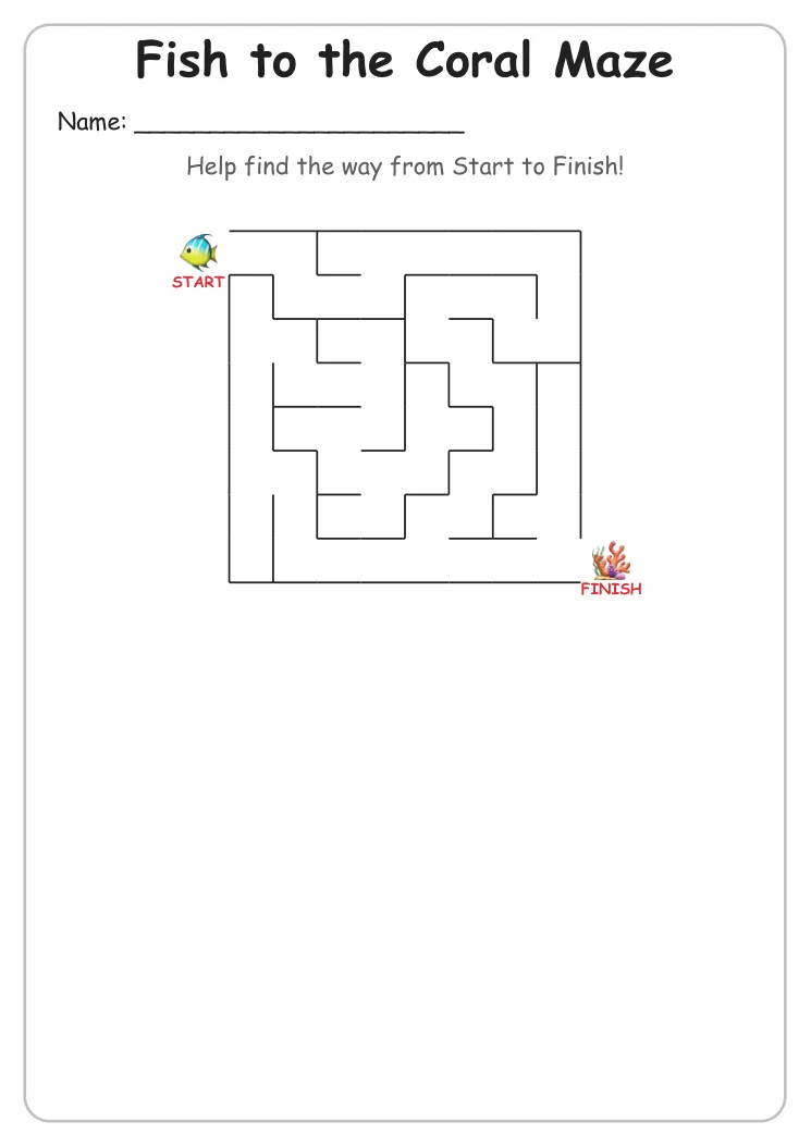 Fish to the Coral maze for Kindergarten