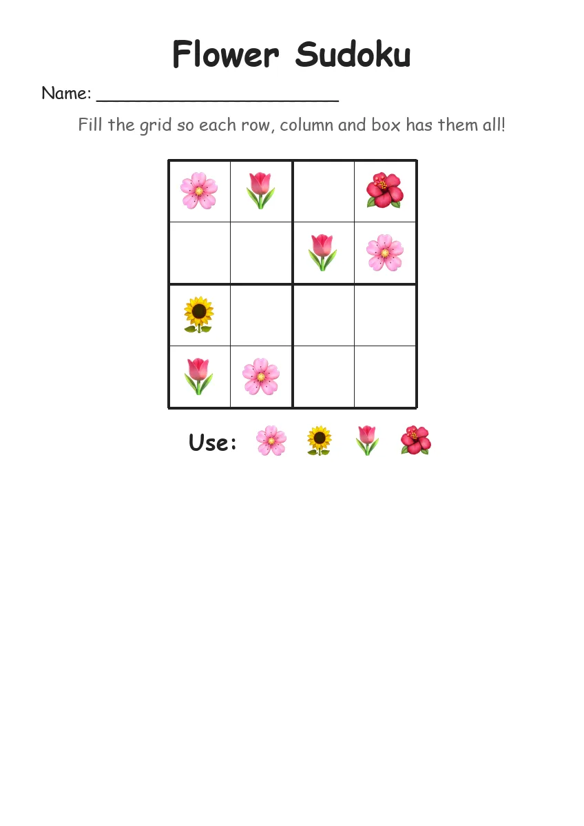 Flower Sudoku 4x4 (Kindergarten)
