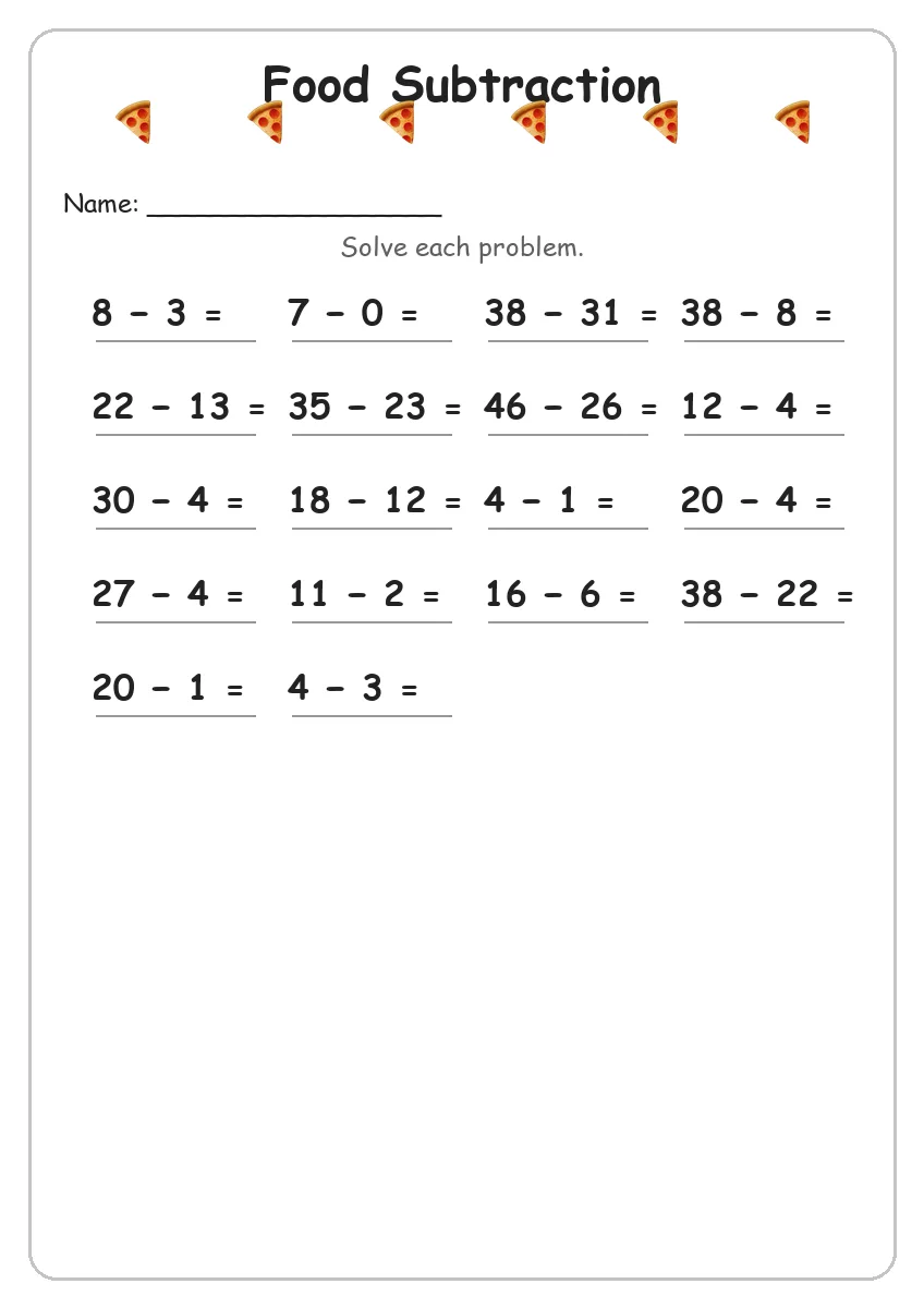 Food Subtraction (Grade 2)