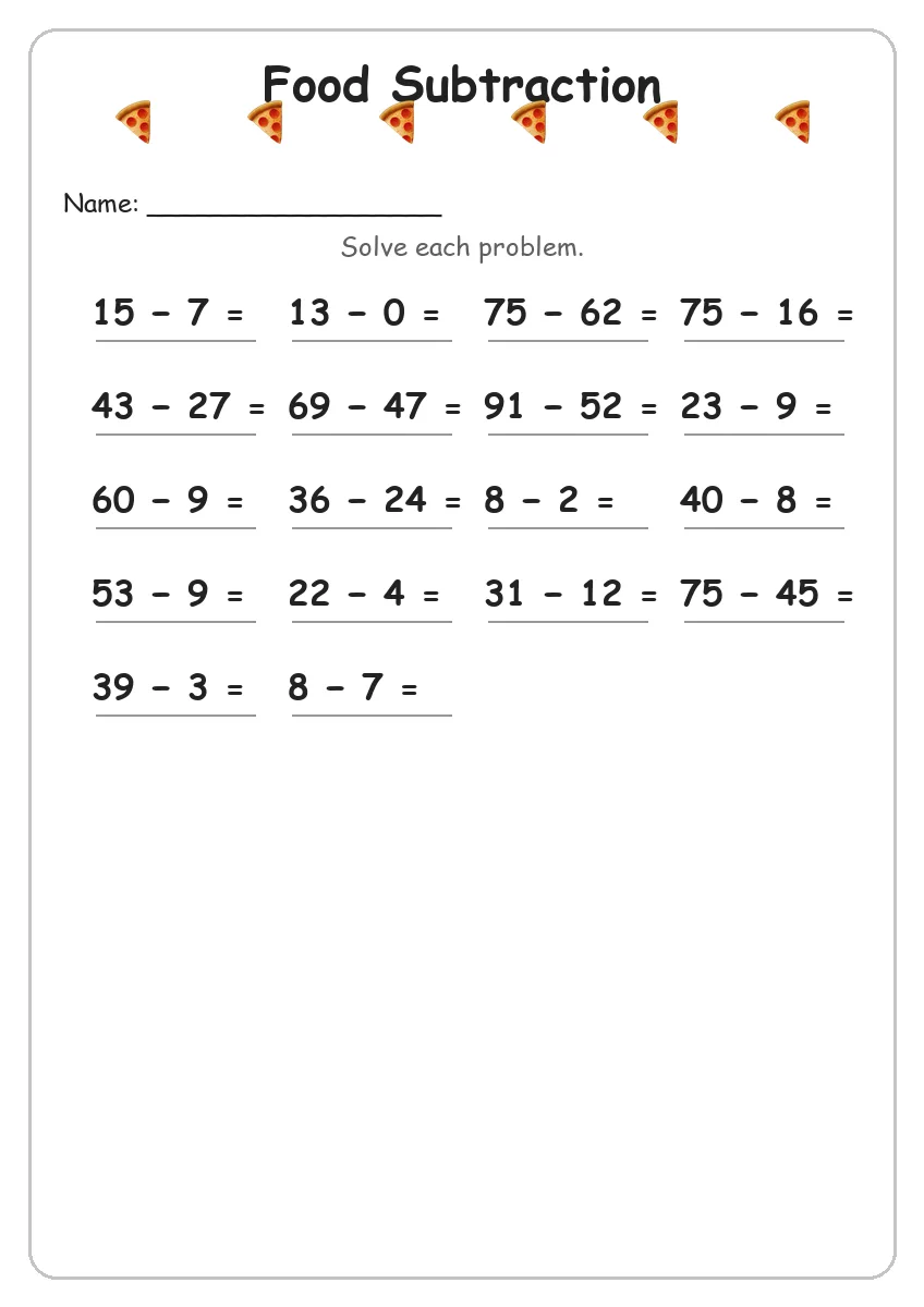 Food Subtraction (Grade 3)