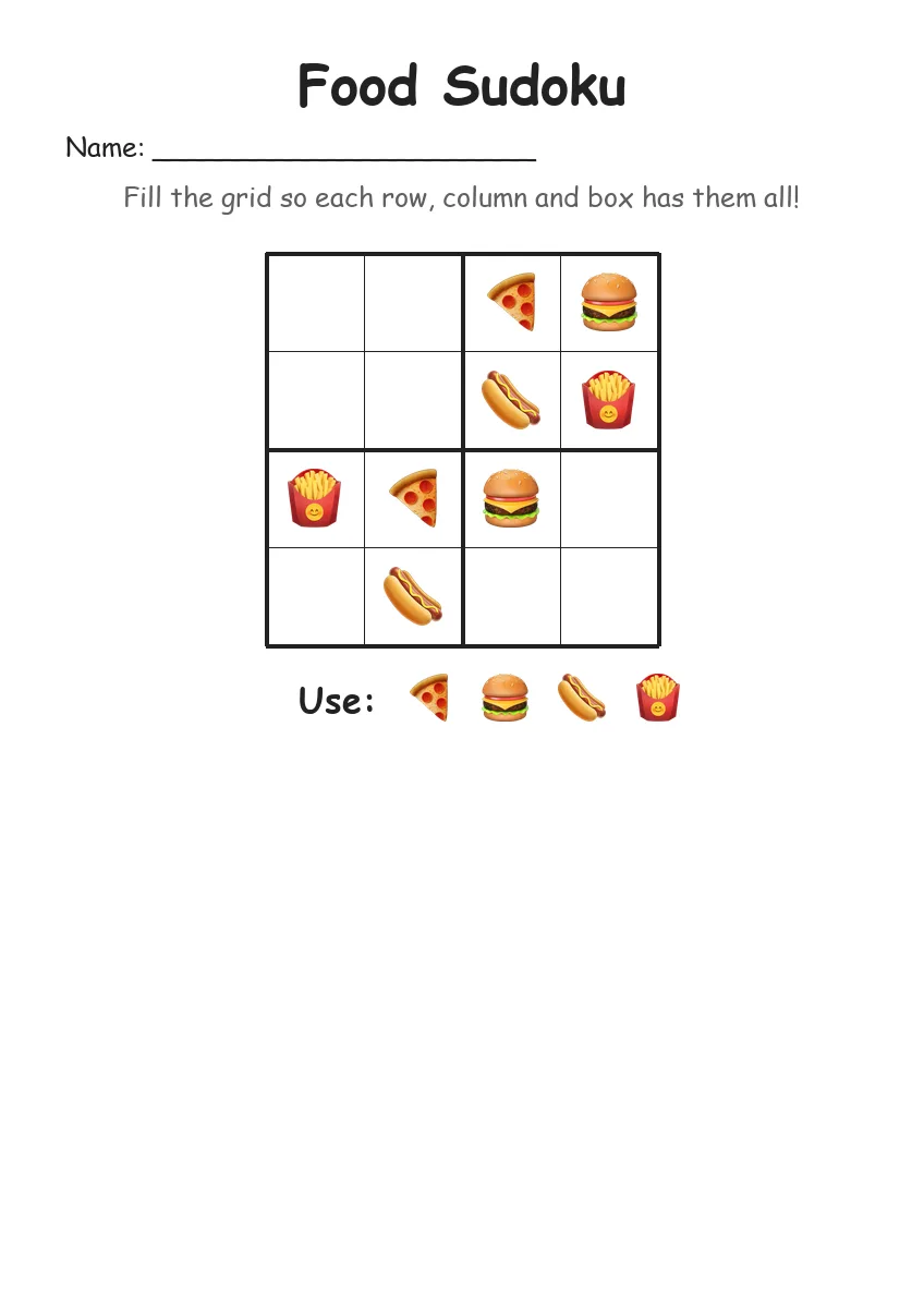 Food Sudoku 4x4 (Kindergarten)