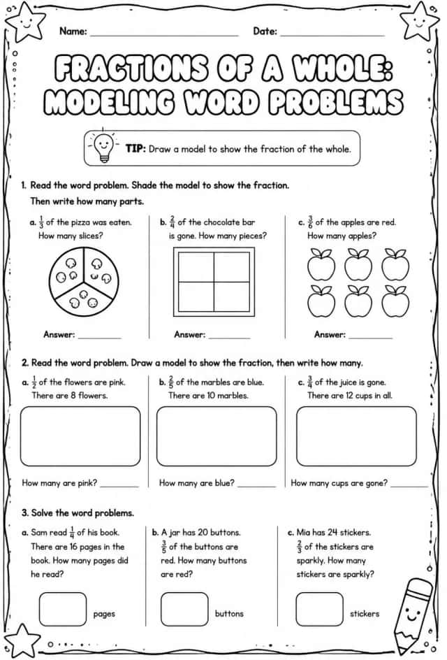 Fractions of a whole: modeling word problems