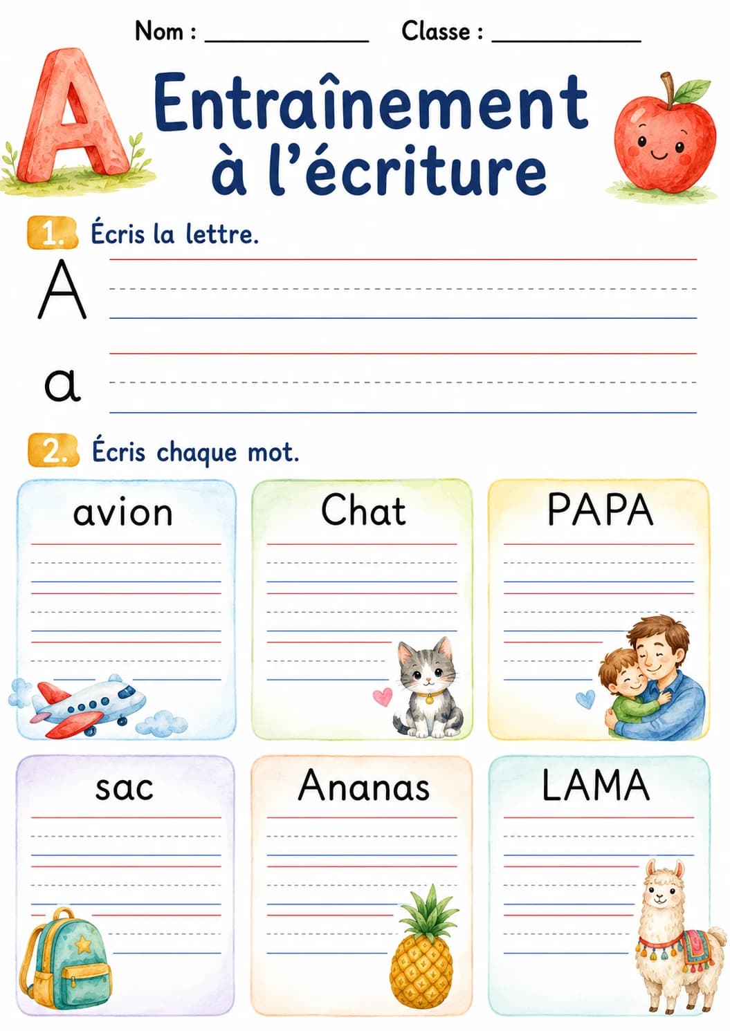 French Letter A Phonics Worksheets Pack page 4 printable worksheet preview