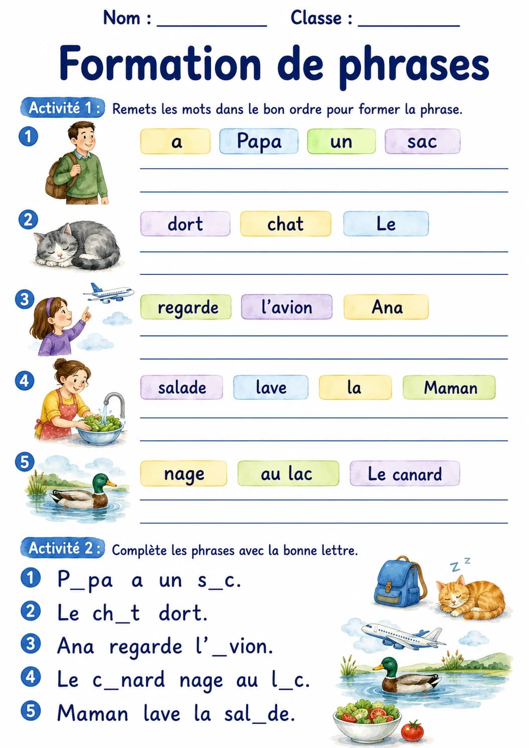 French Letter A Phonics Worksheets Pack page 8 printable worksheet preview
