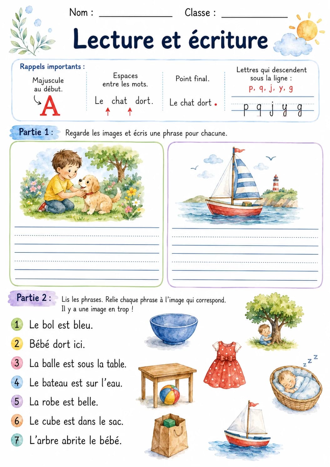 French Letter B Phonics Worksheets Pack printable worksheet pack preview from KiwiBee