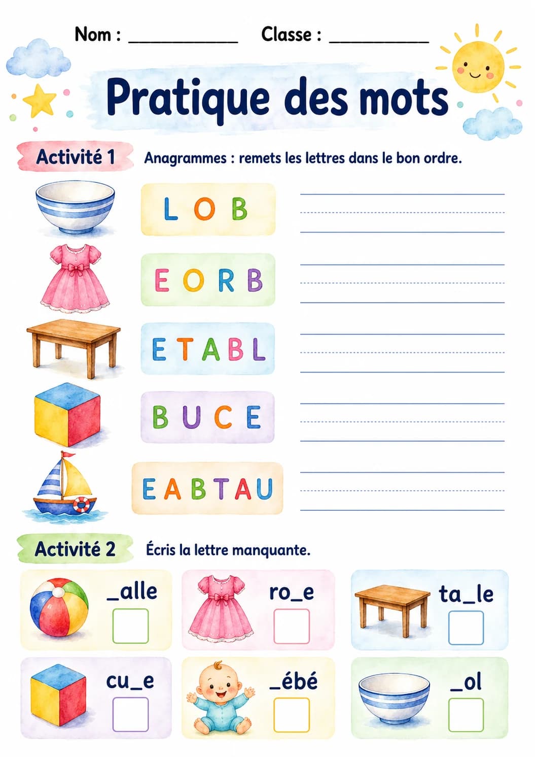 French Letter B Phonics Worksheets Pack page 4 printable worksheet preview