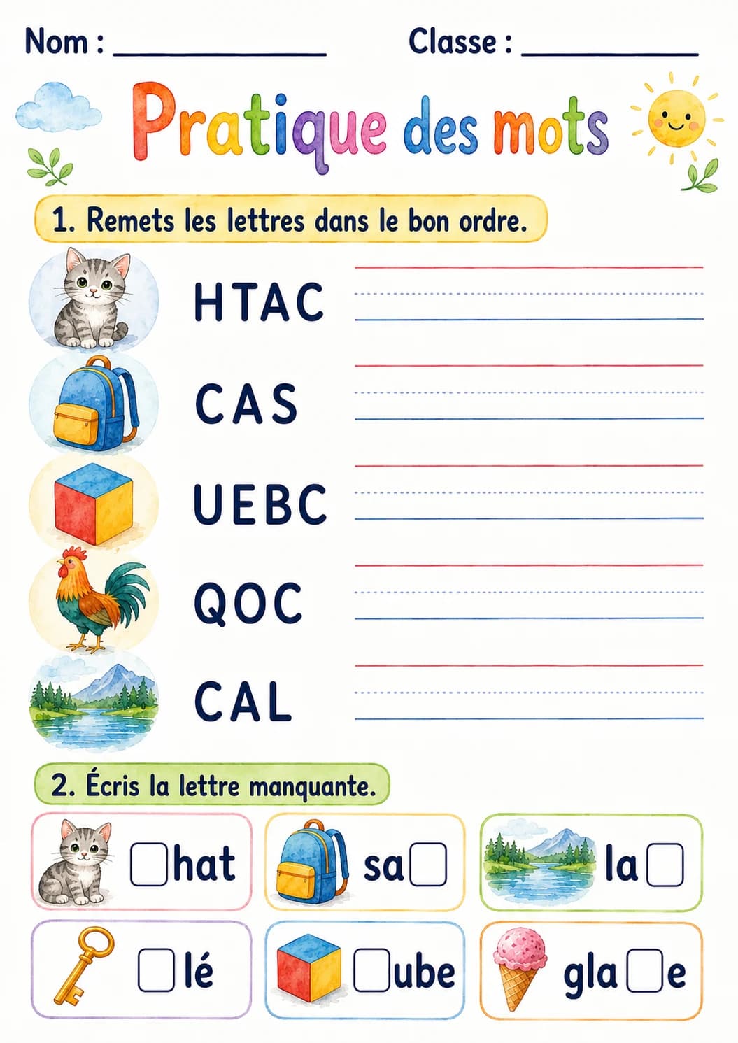 French Letter C Phonics Worksheets Pack page 8 printable worksheet preview