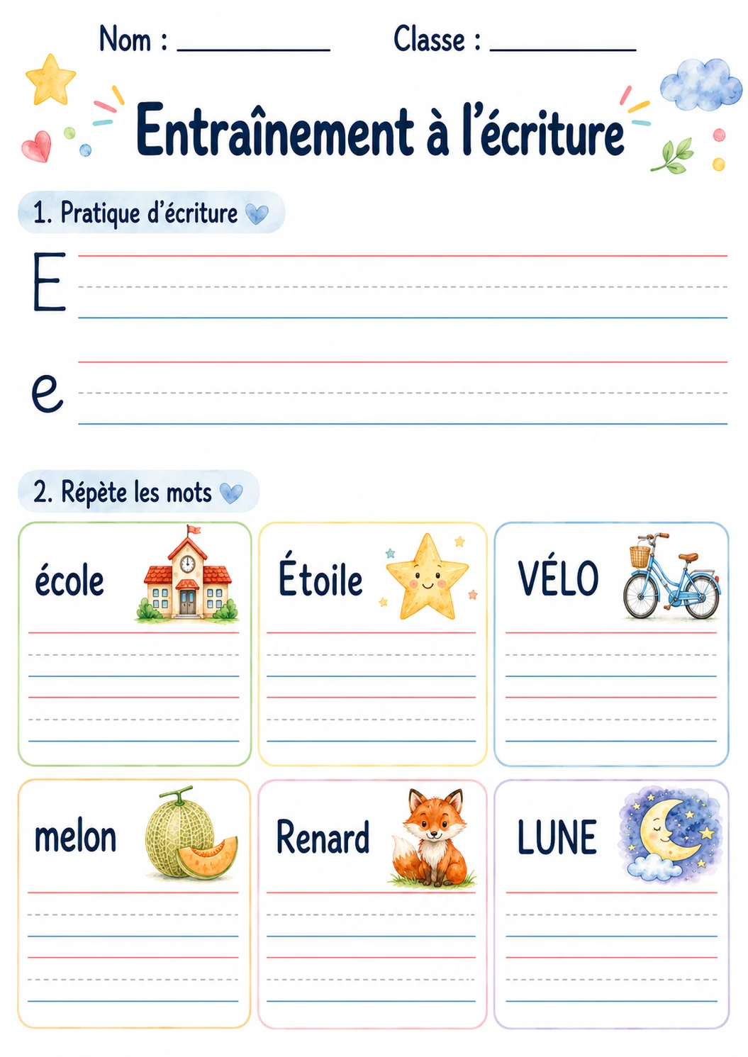 French Letter E Phonics Worksheets Pack page 4 printable worksheet preview