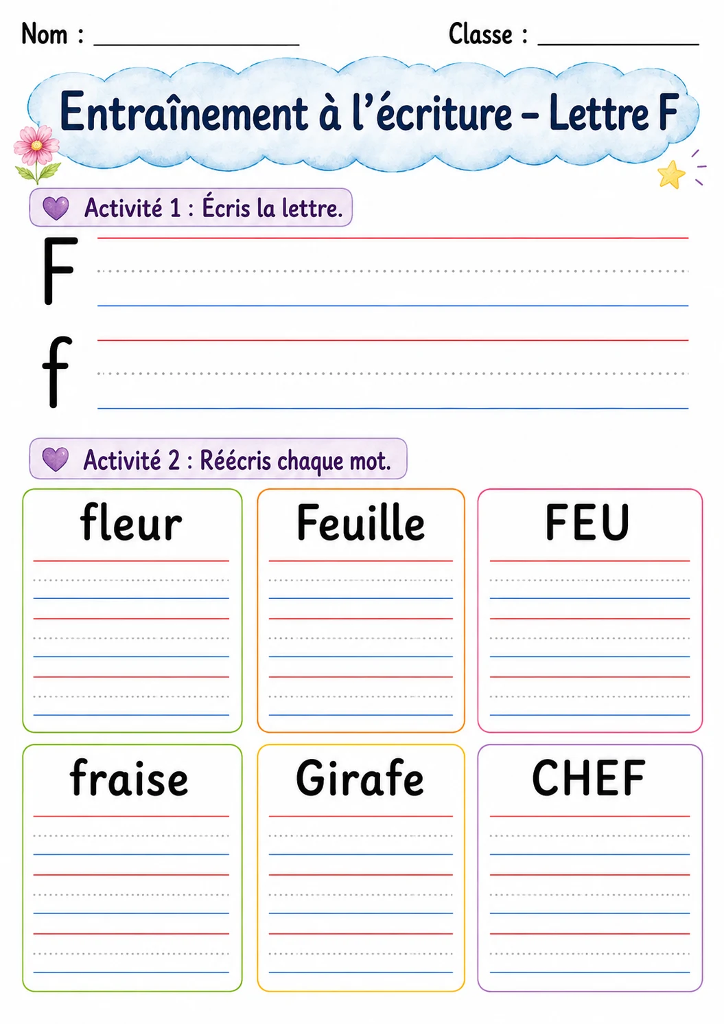 French Letter F Phonics Worksheets Pack page 3 printable worksheet preview