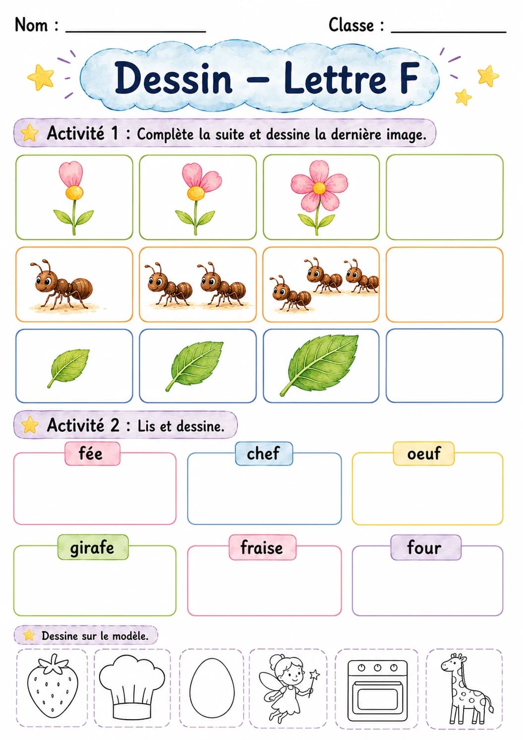 French Letter F Phonics Worksheets Pack page 4 printable worksheet preview