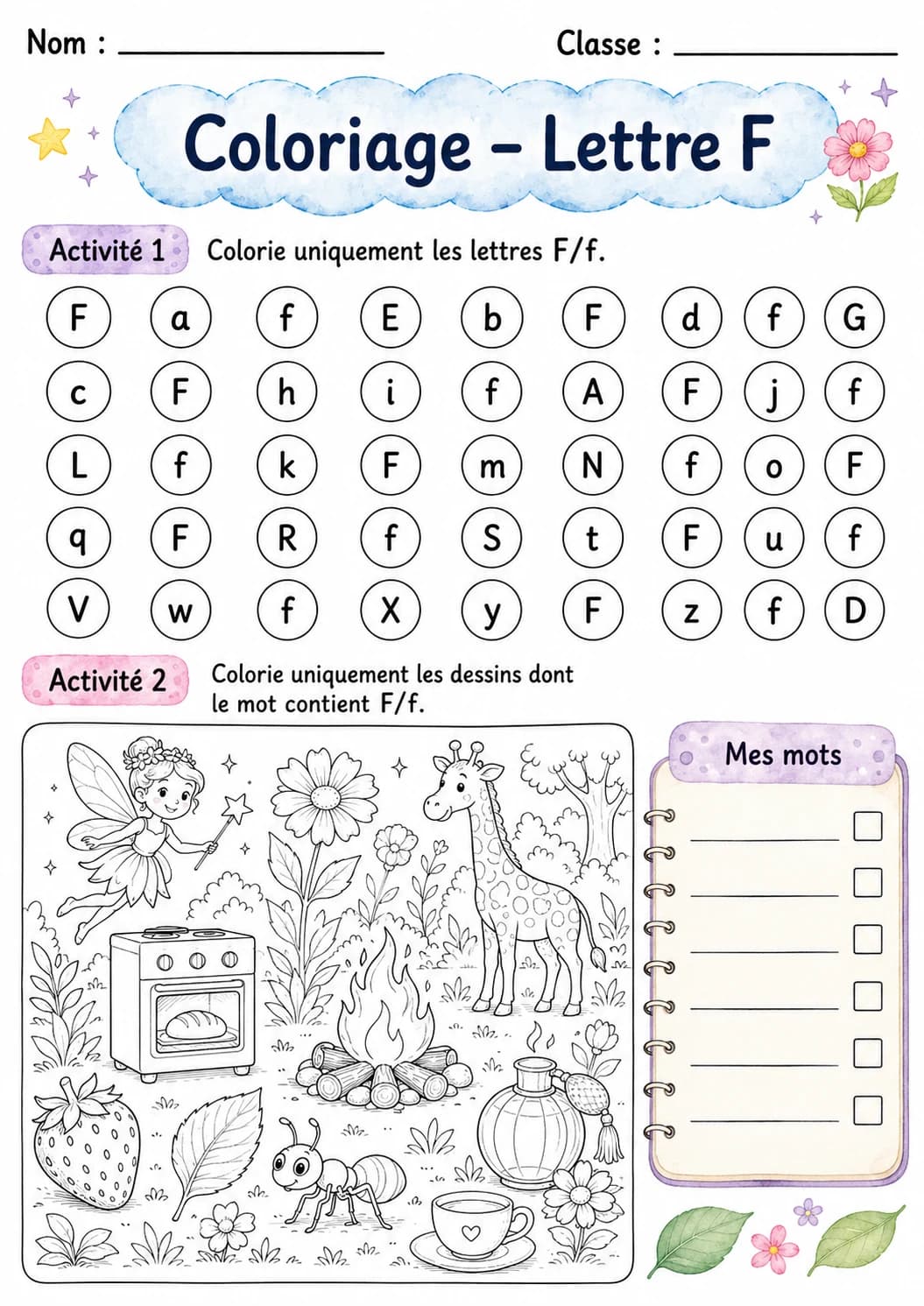 French Letter F Phonics Worksheets Pack page 8 printable worksheet preview