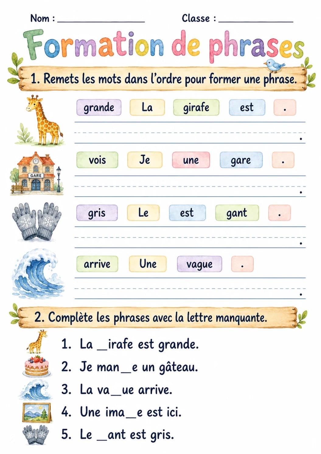French Letter G Phonics Worksheets Pack page 4 printable worksheet preview
