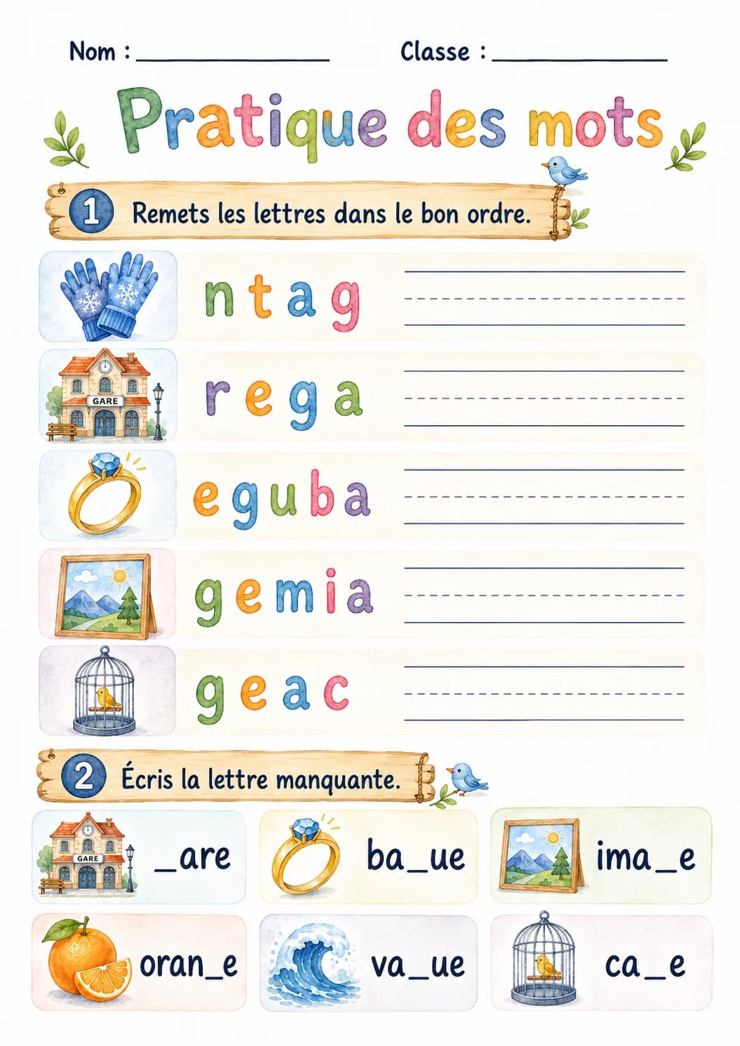 French Letter G Phonics Worksheets Pack page 7 printable worksheet preview