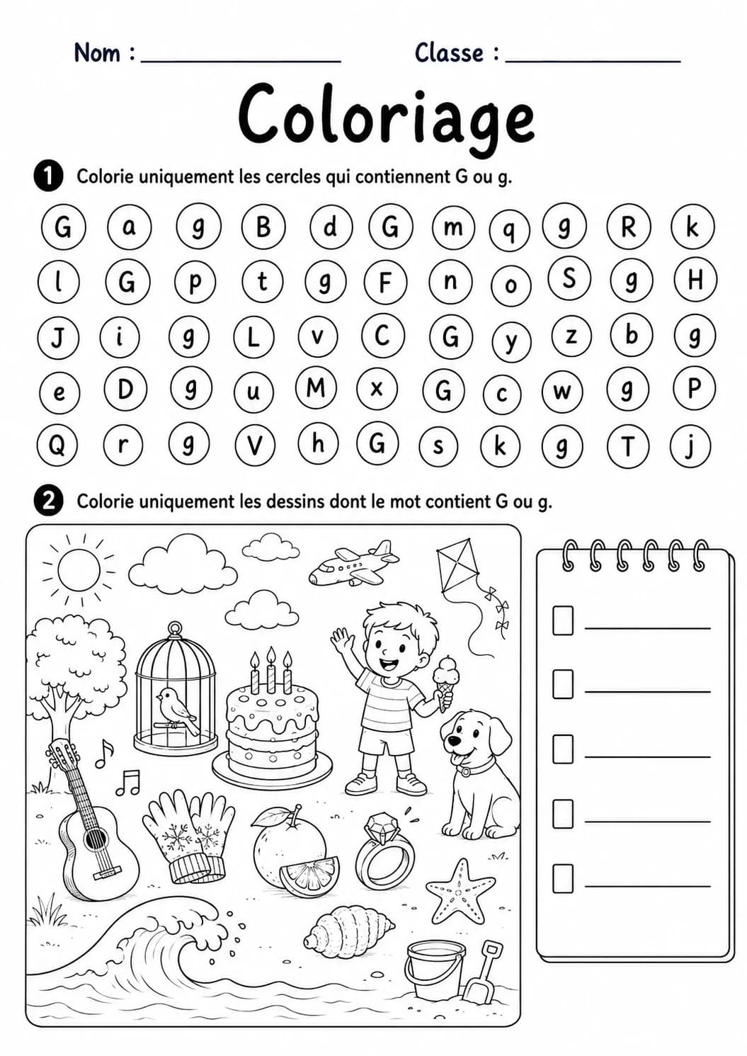 French Letter G Phonics Worksheets Pack page 9 printable worksheet preview
