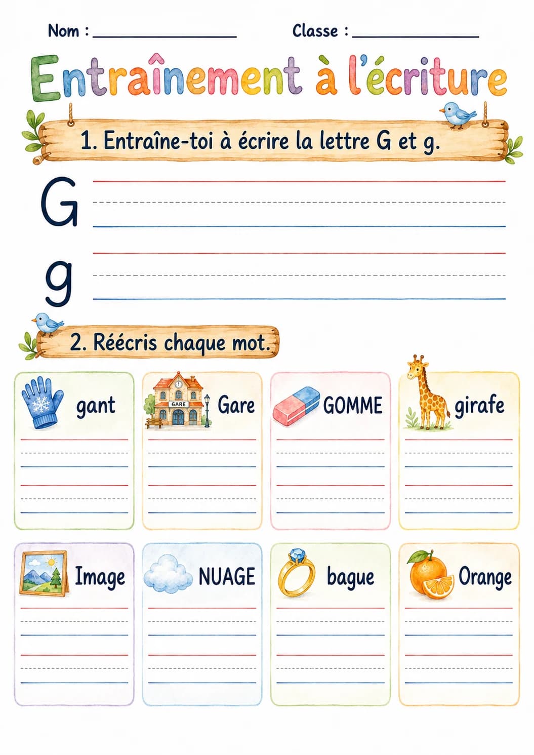 French Letter G Phonics Worksheets Pack page 10 printable worksheet preview