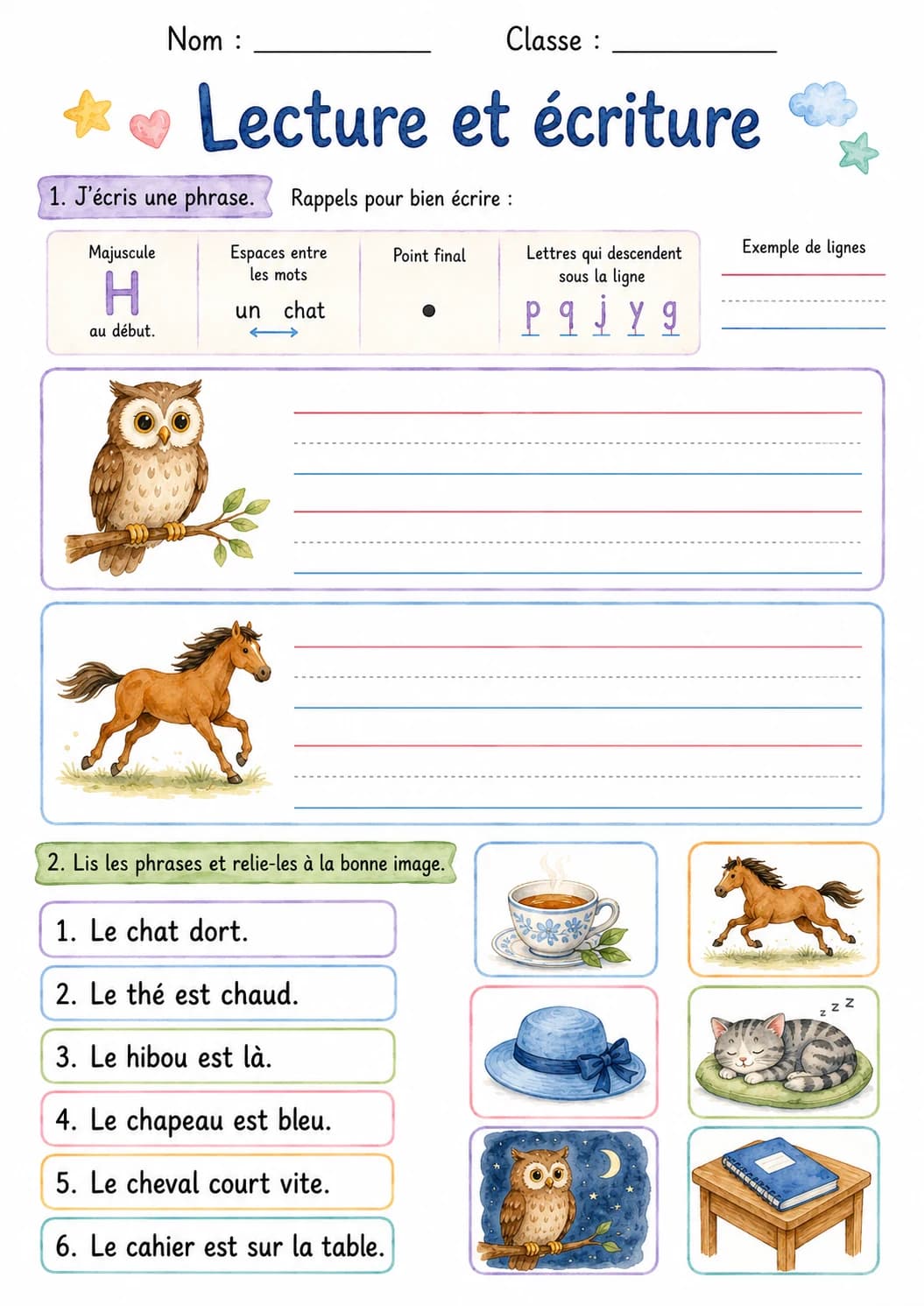 French Letter H Phonics Worksheets Pack page 4 printable worksheet preview