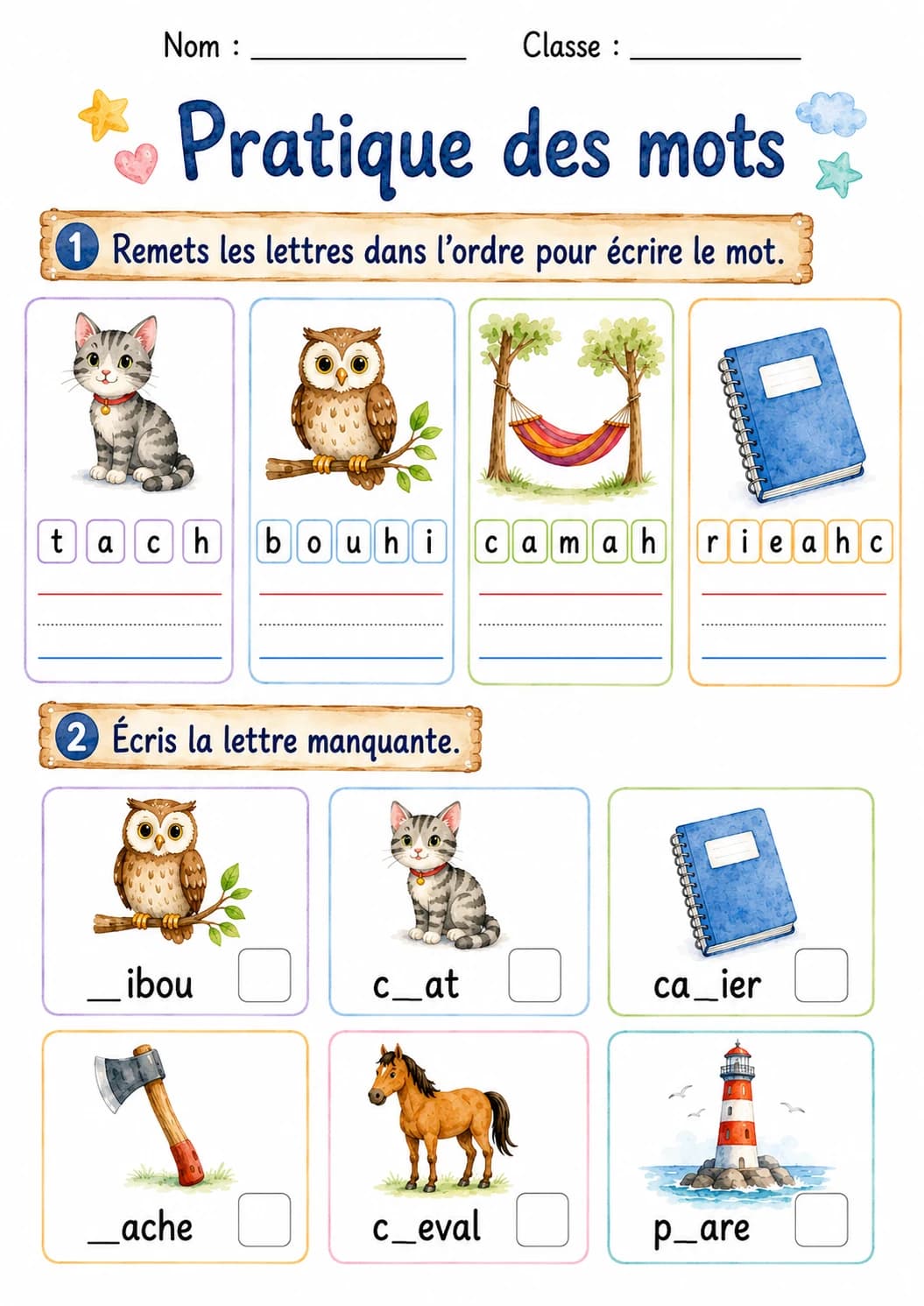 French Letter H Phonics Worksheets Pack page 6 printable worksheet preview