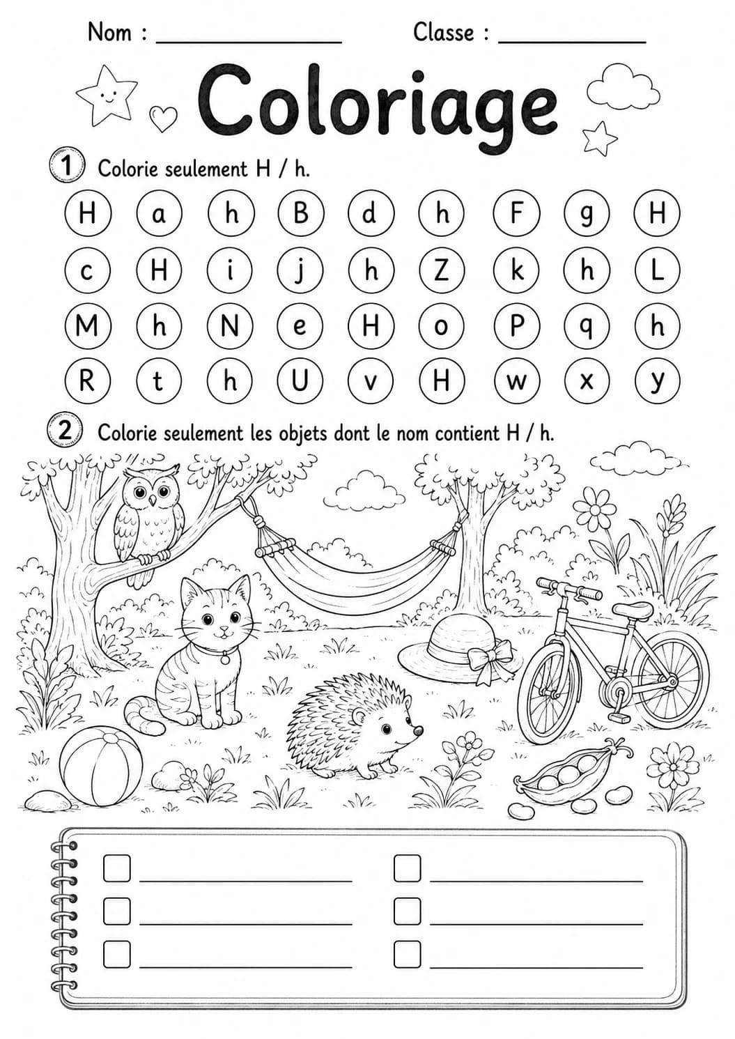 French Letter H Phonics Worksheets Pack page 8 printable worksheet preview