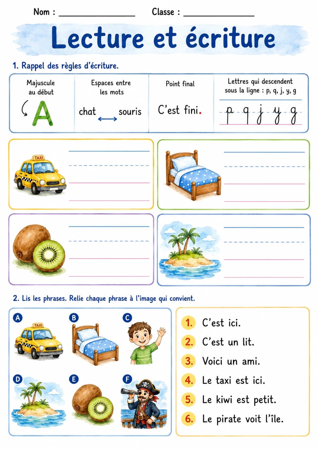 French Letter I Phonics Worksheets Pack page 3 printable worksheet preview