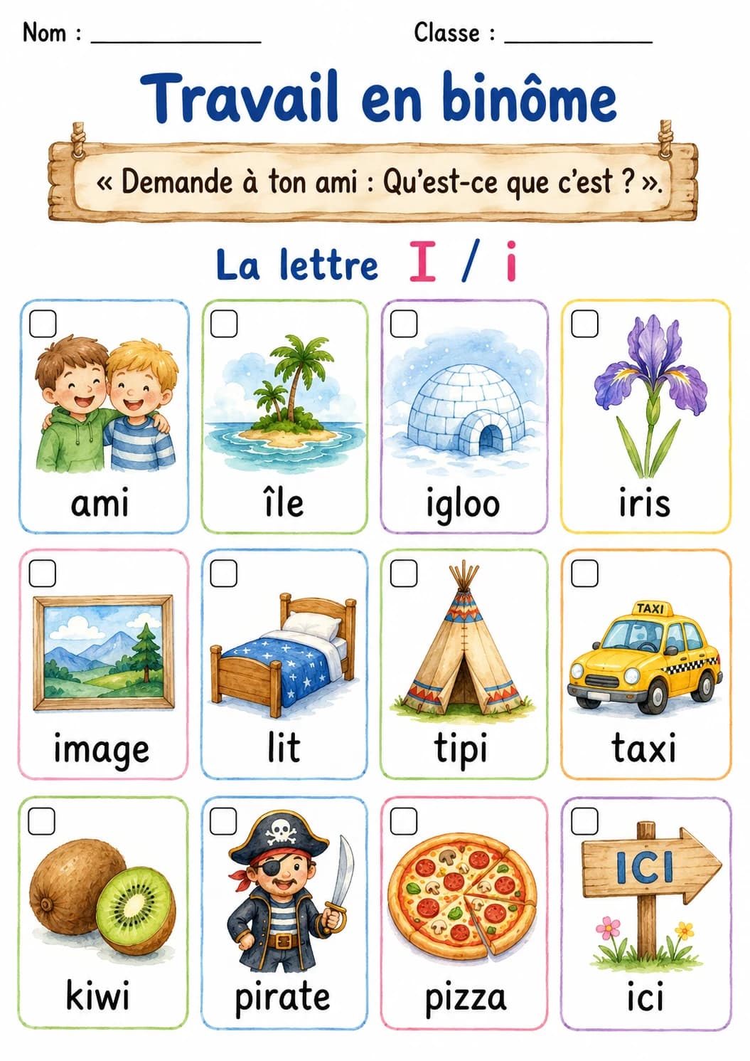 French Letter I Phonics Worksheets Pack page 4 printable worksheet preview