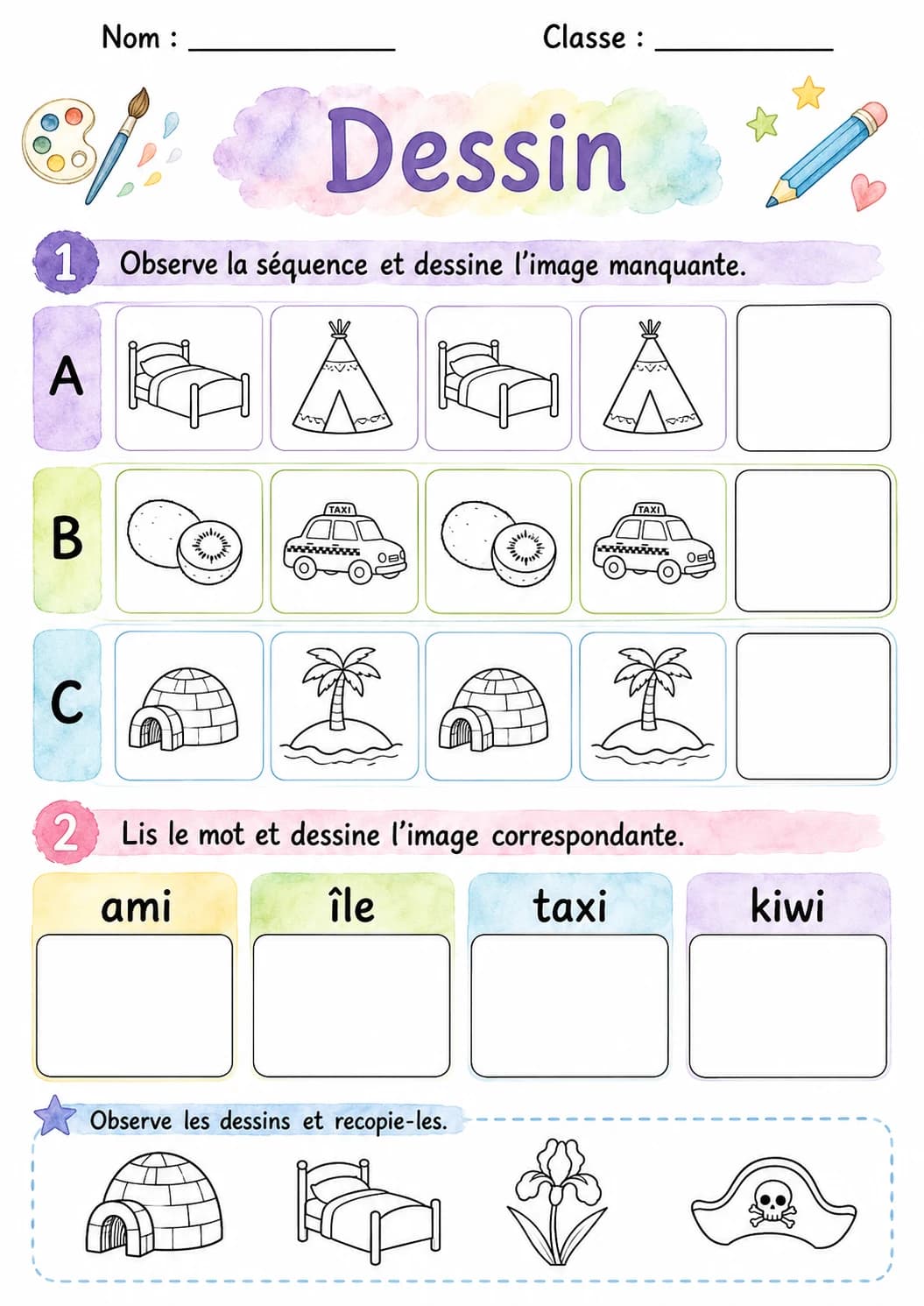 French Letter I Phonics Worksheets Pack page 5 printable worksheet preview