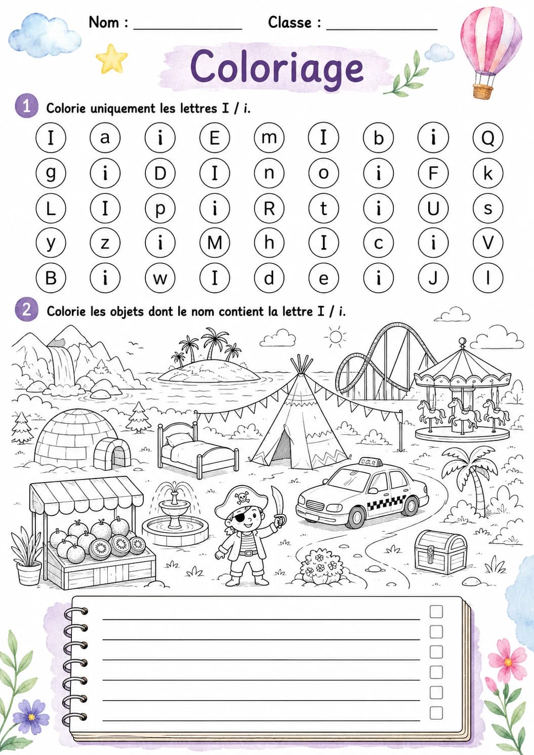 French Letter I Phonics Worksheets Pack page 6 printable worksheet preview