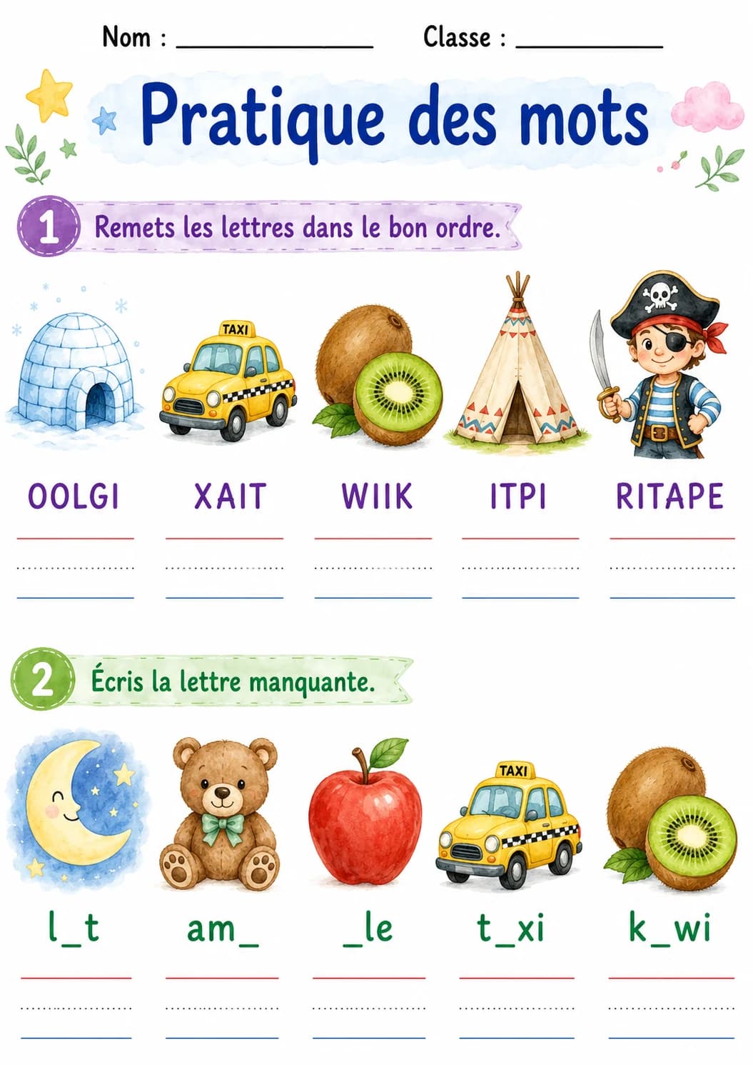 French Letter I Phonics Worksheets Pack page 7 printable worksheet preview