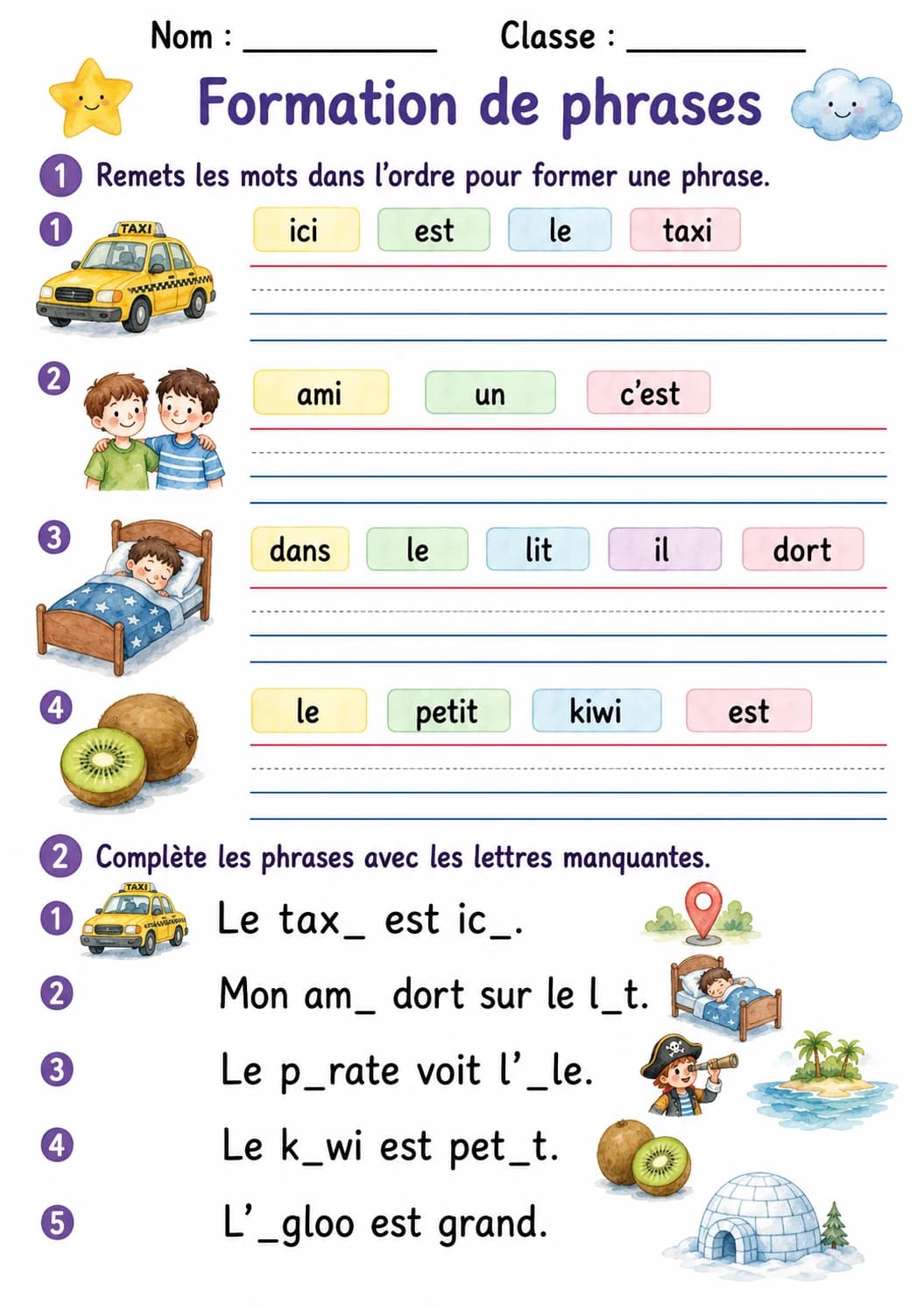 French Letter I Phonics Worksheets Pack page 8 printable worksheet preview