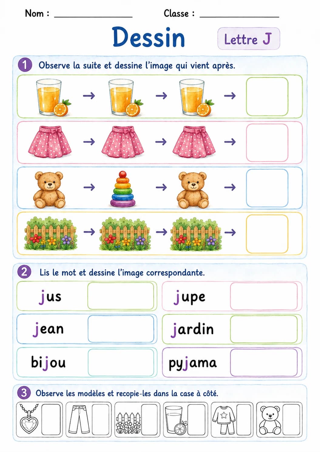 French Letter J Phonics Worksheets Pack page 4 printable worksheet preview