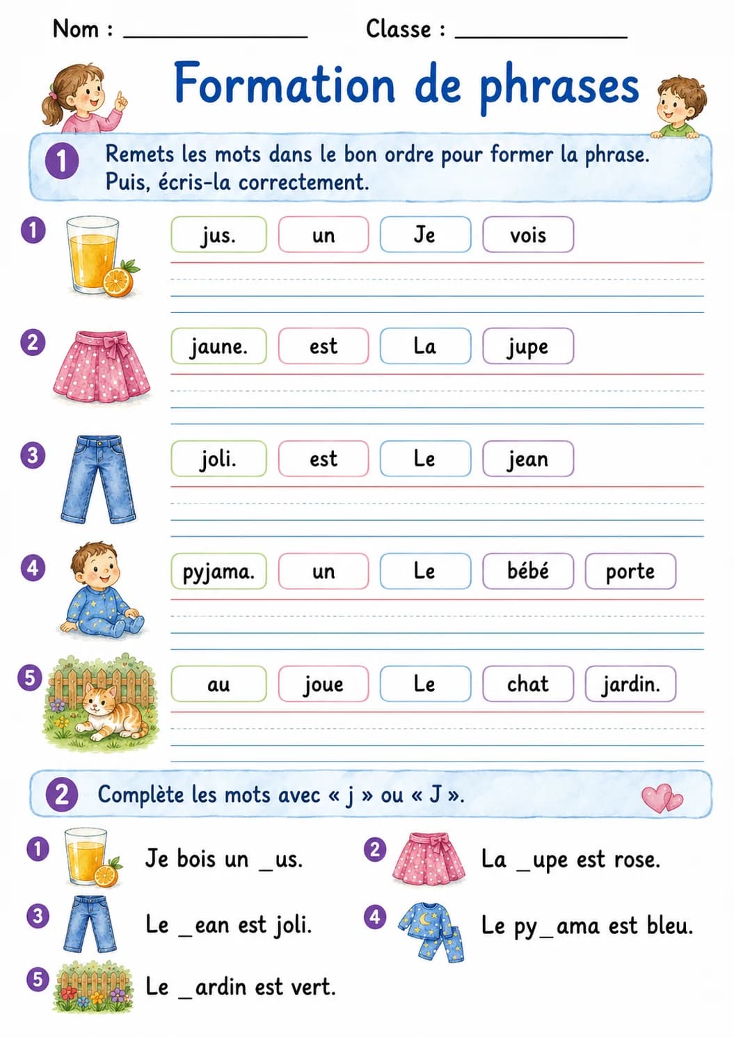 French Letter J Phonics Worksheets Pack page 7 printable worksheet preview