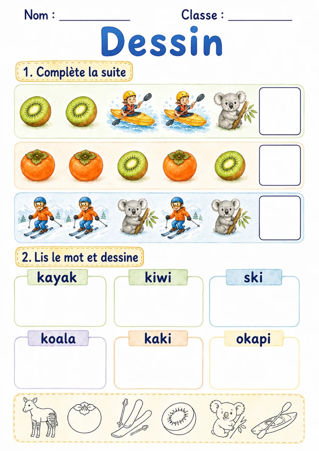 French Letter K Phonics Worksheets Pack page 3 printable worksheet preview