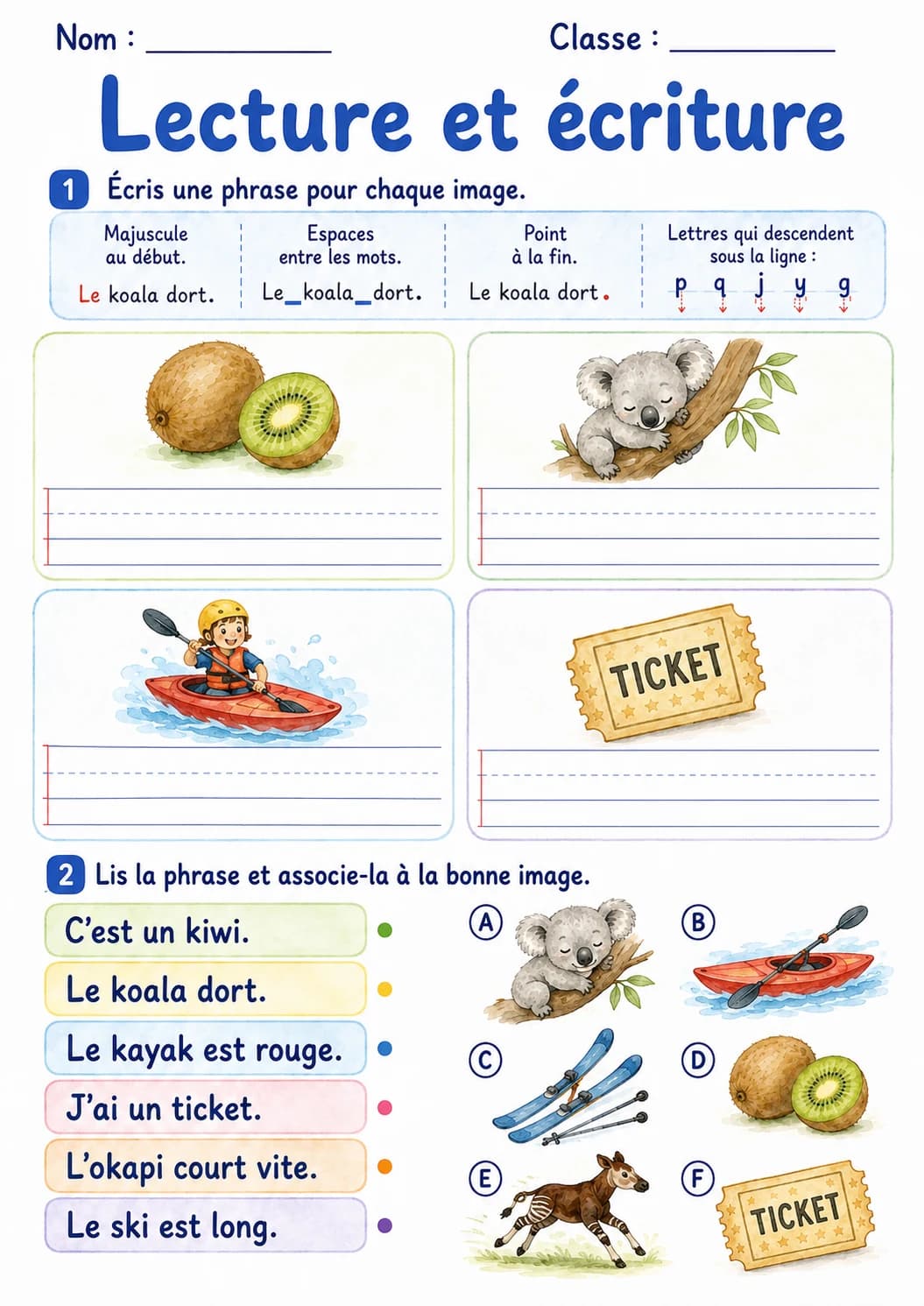 French Letter K Phonics Worksheets Pack page 4 printable worksheet preview