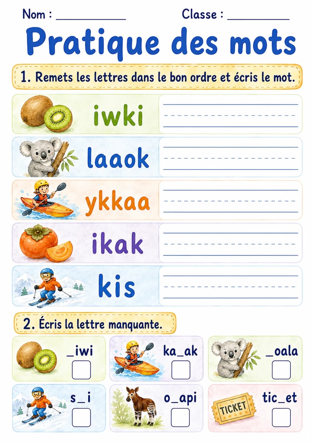 French Letter K Phonics Worksheets Pack page 10 printable worksheet preview