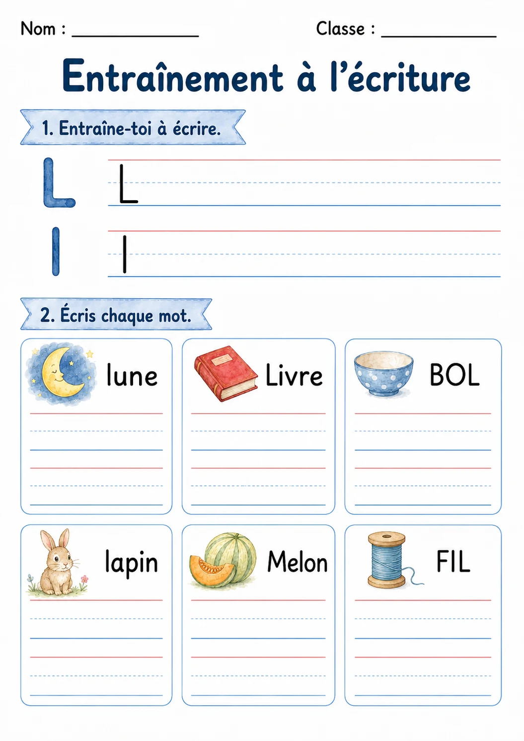 French Letter L Phonics Worksheets Pack page 6 printable worksheet preview