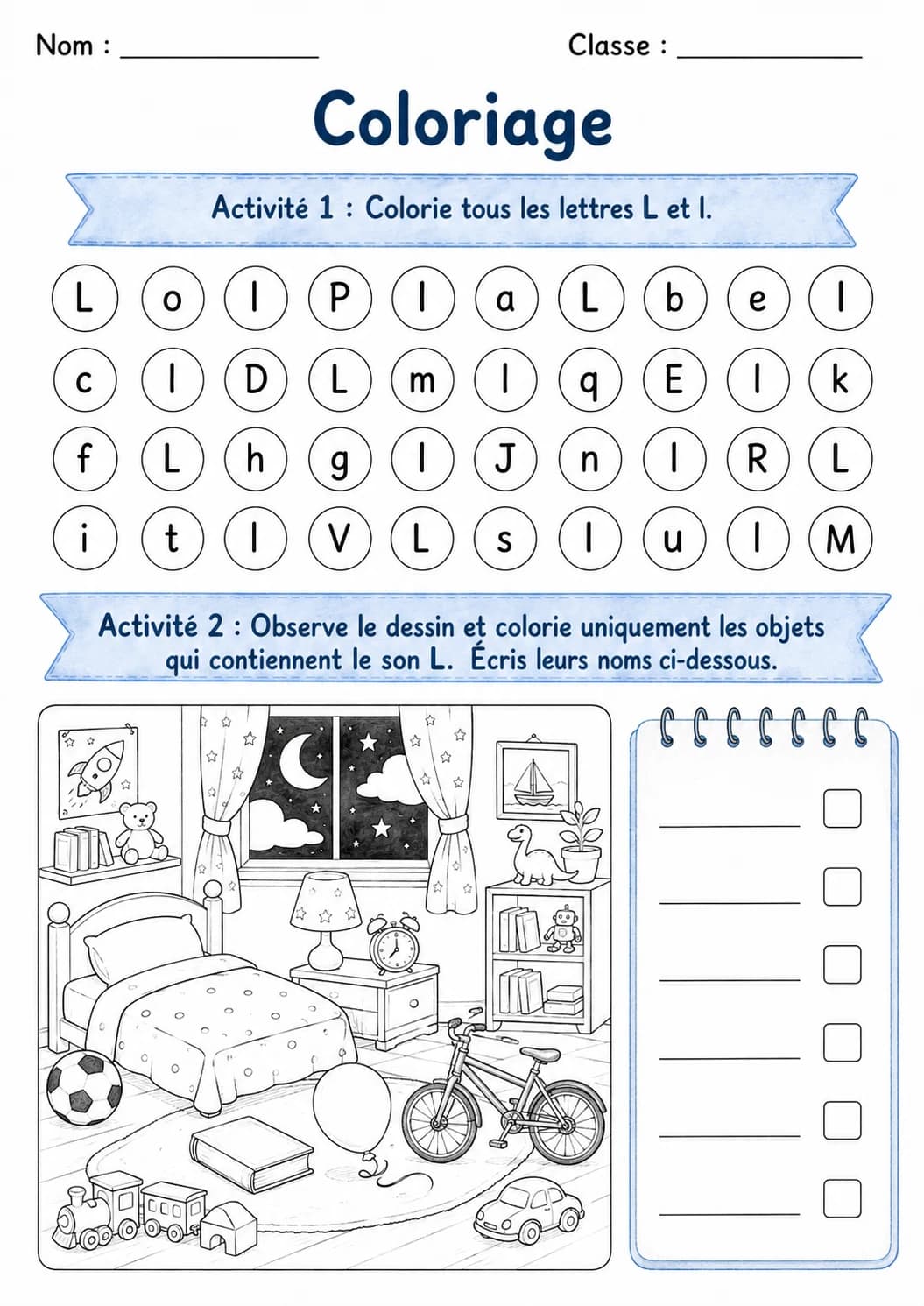 French Letter L Phonics Worksheets Pack page 8 printable worksheet preview