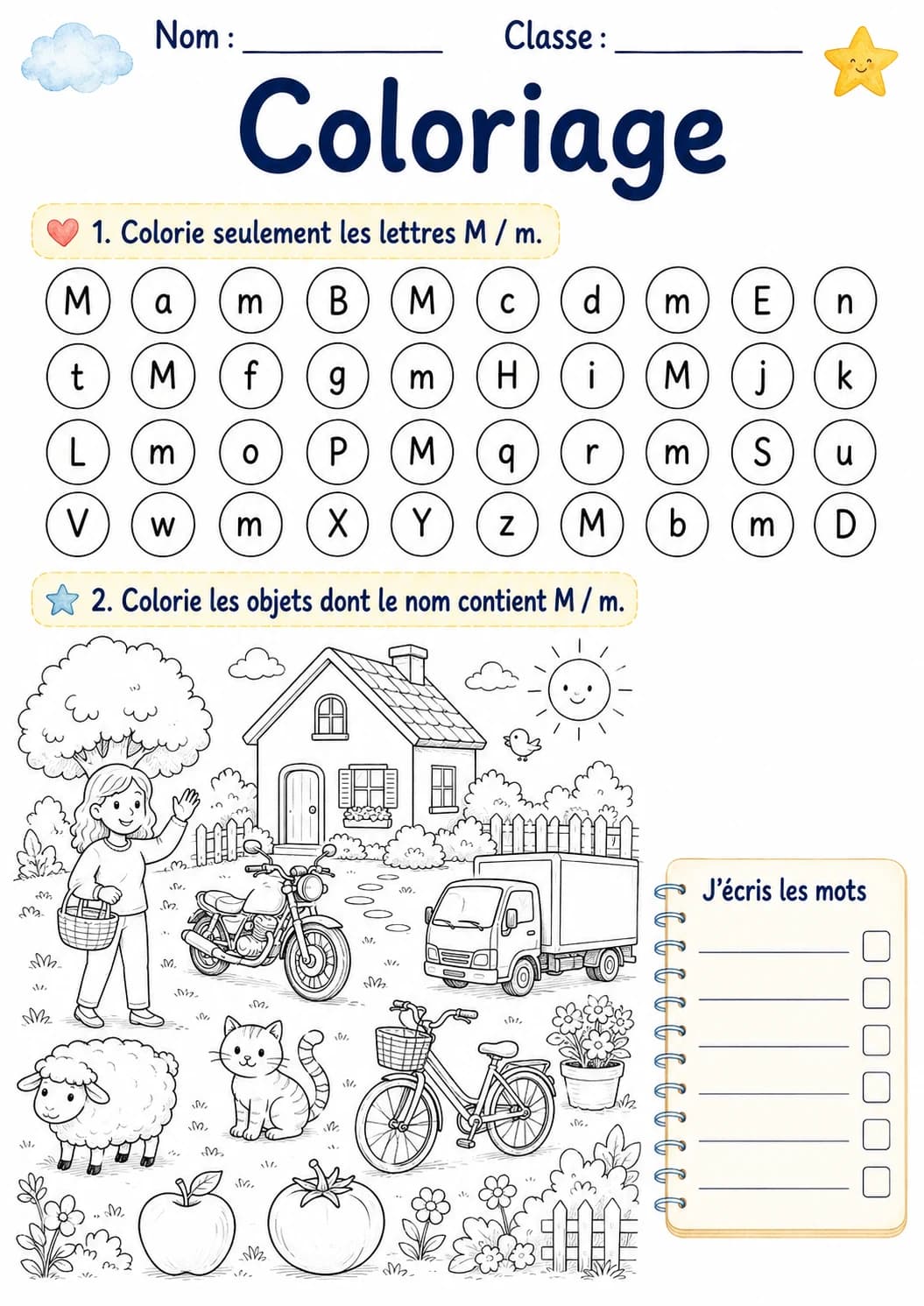 French Letter M Phonics Worksheets Pack printable worksheet pack preview from KiwiBee