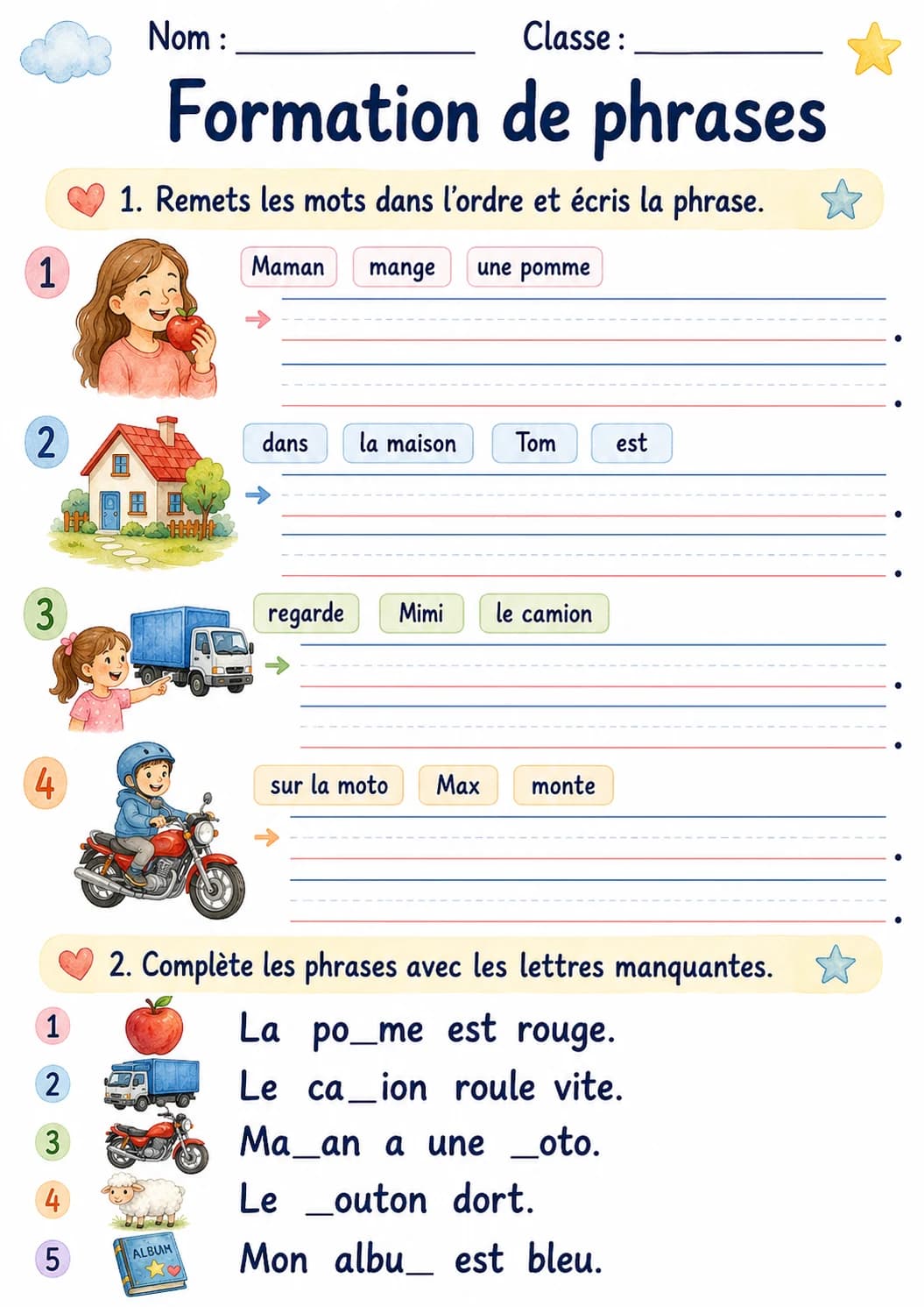 French Letter M Phonics Worksheets Pack page 3 printable worksheet preview