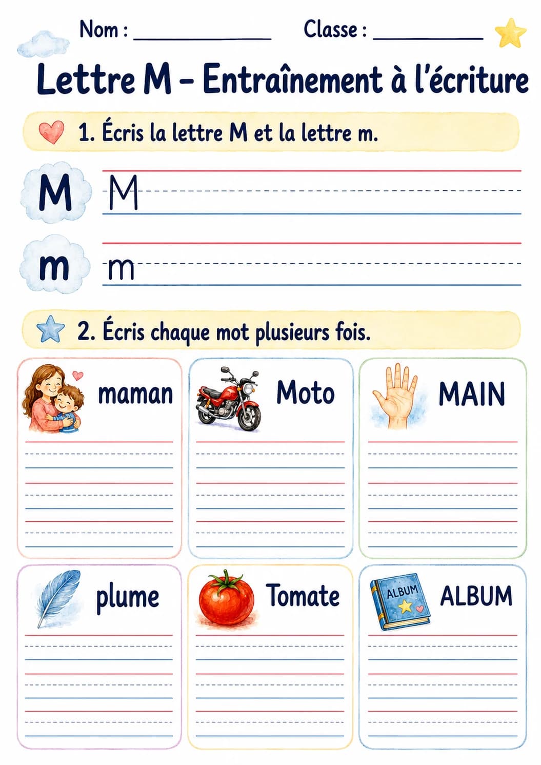 French Letter M Phonics Worksheets Pack page 6 printable worksheet preview
