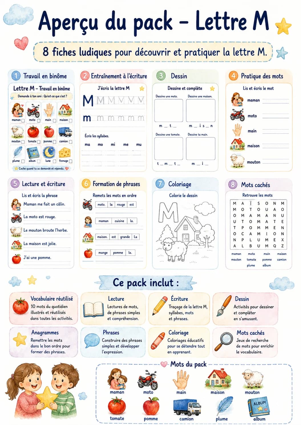 French Letter M Phonics Worksheets Pack page 7 printable worksheet preview