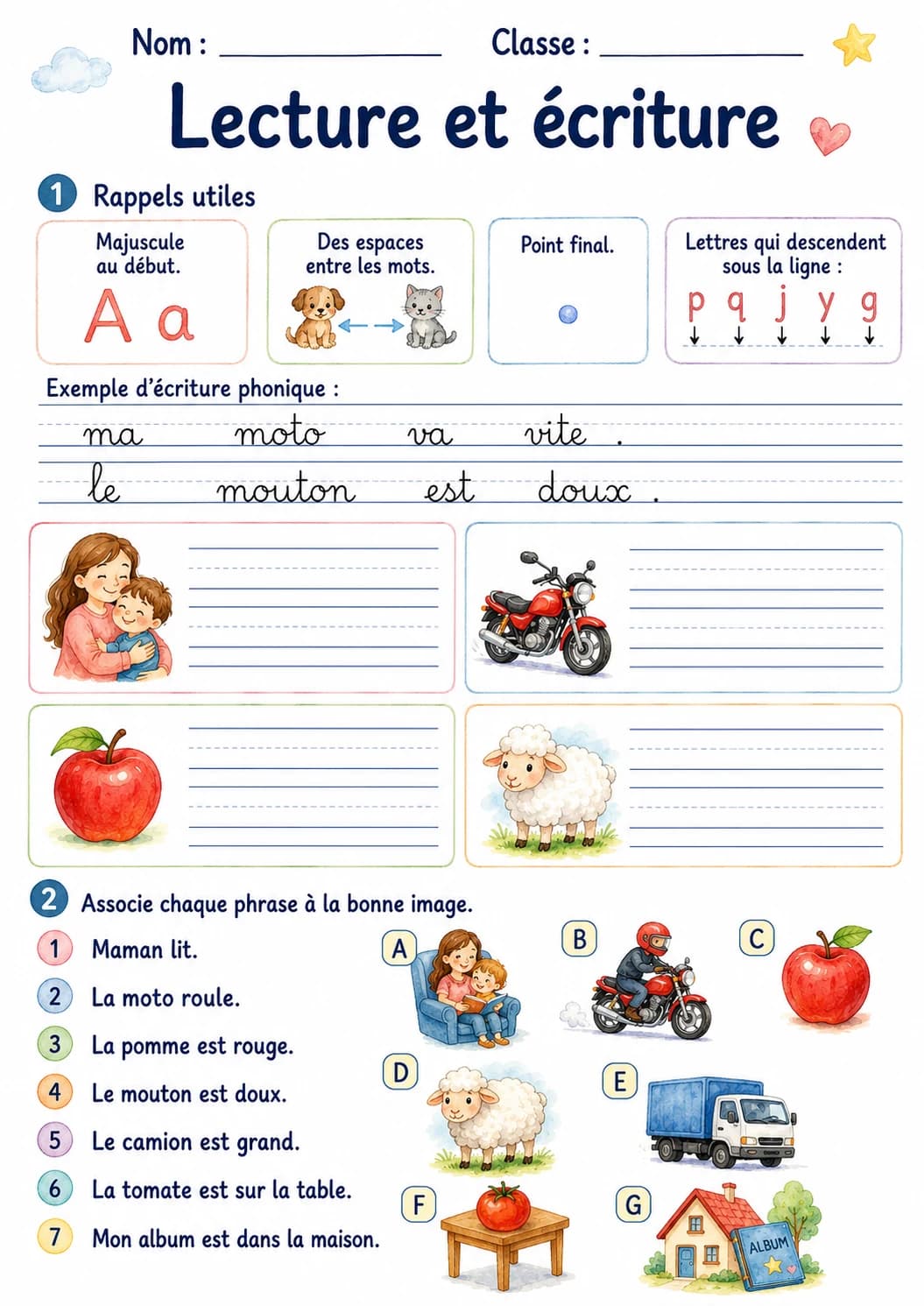 French Letter M Phonics Worksheets Pack page 8 printable worksheet preview
