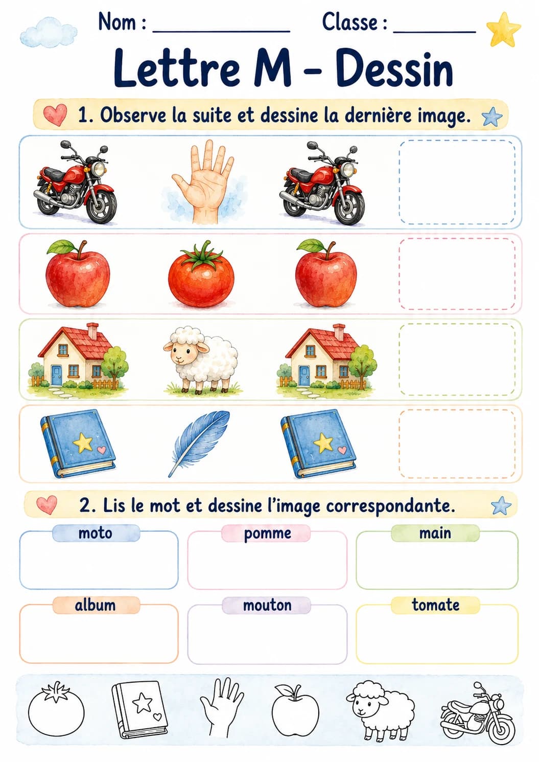 French Letter M Phonics Worksheets Pack page 10 printable worksheet preview