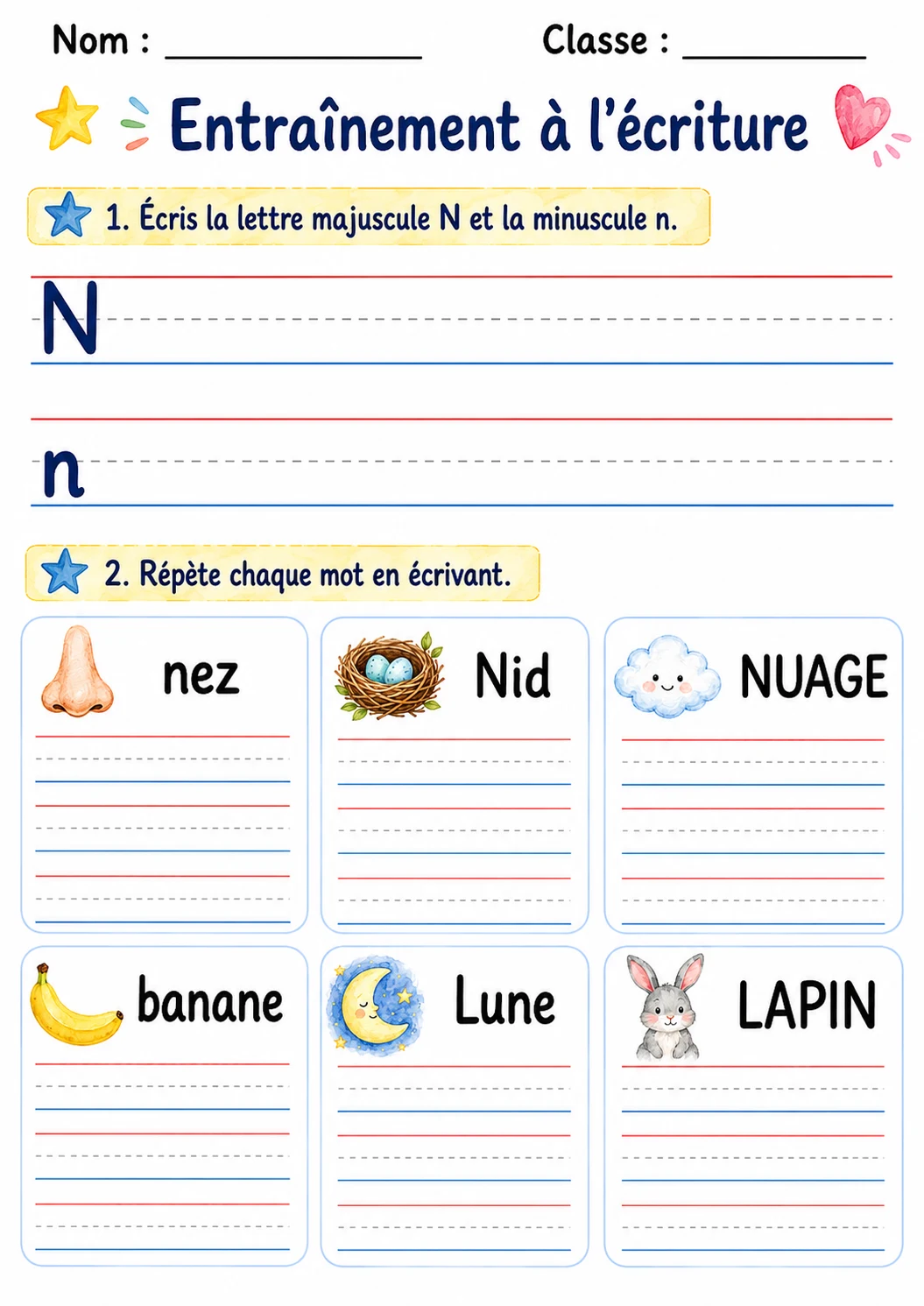 French Letter N Phonics Worksheets Pack page 6 printable worksheet preview
